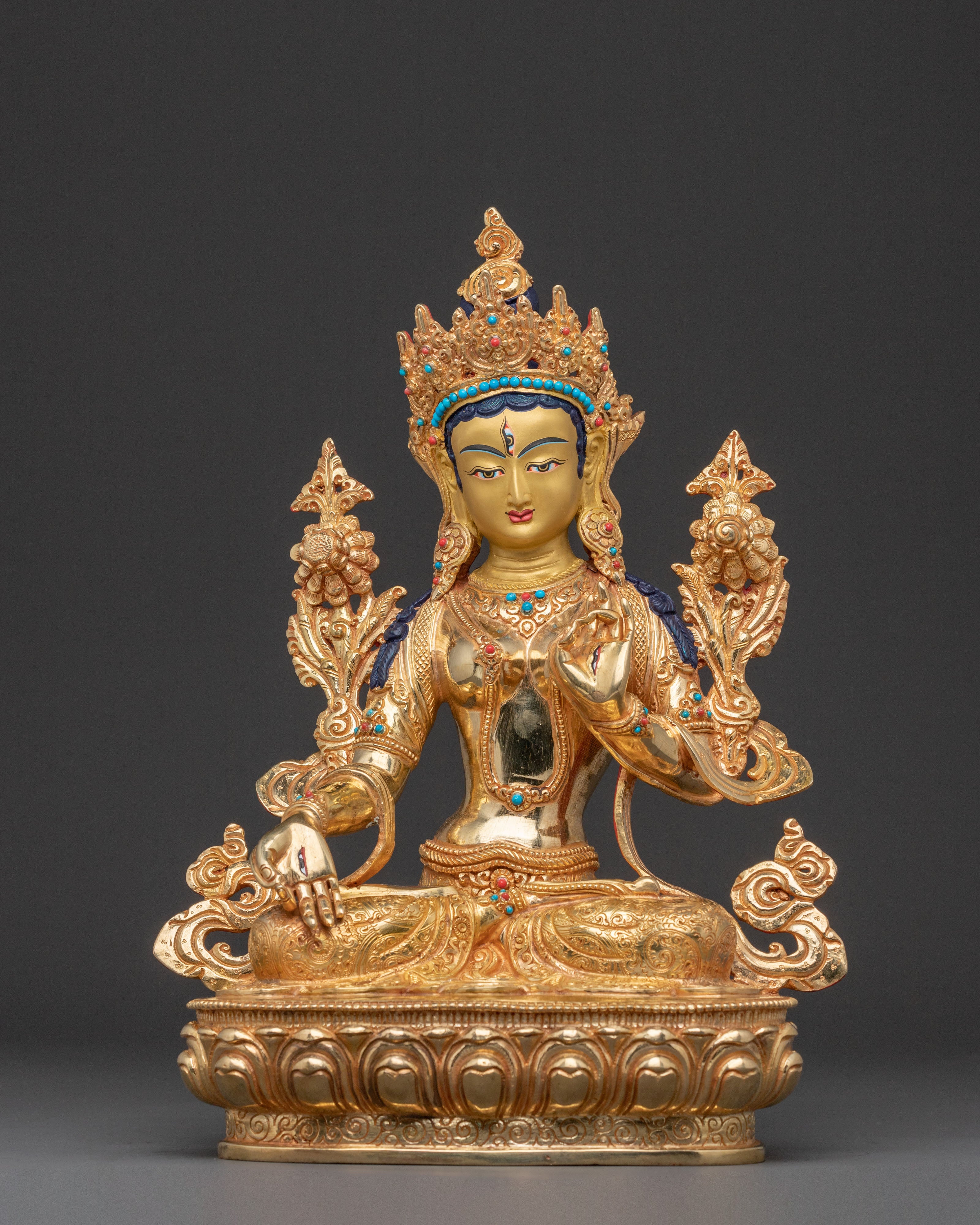 White Tara Healing Deity Sculpture: Handcrafted Serenity