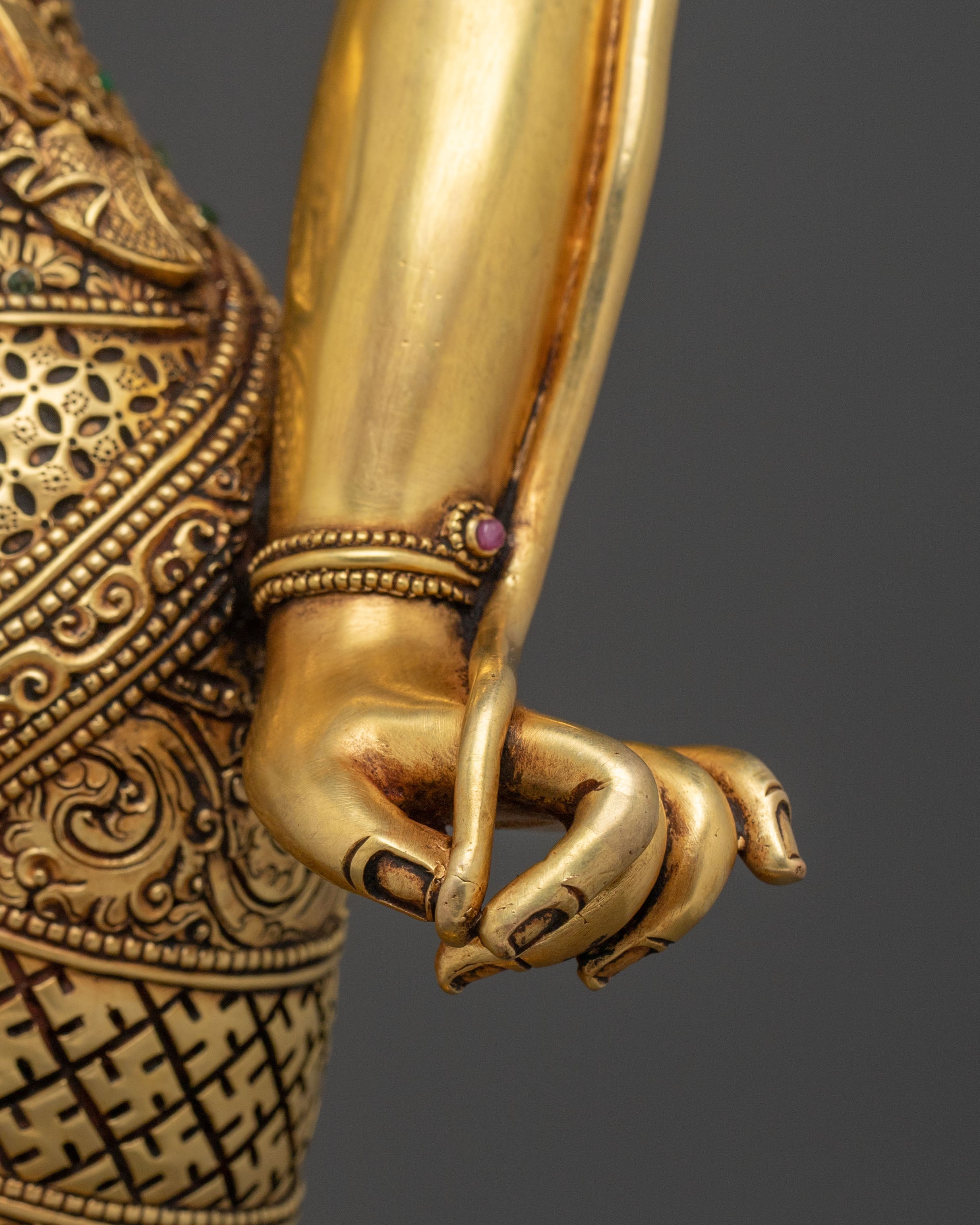 Standing Green Tara with 24K Gold Gilding
