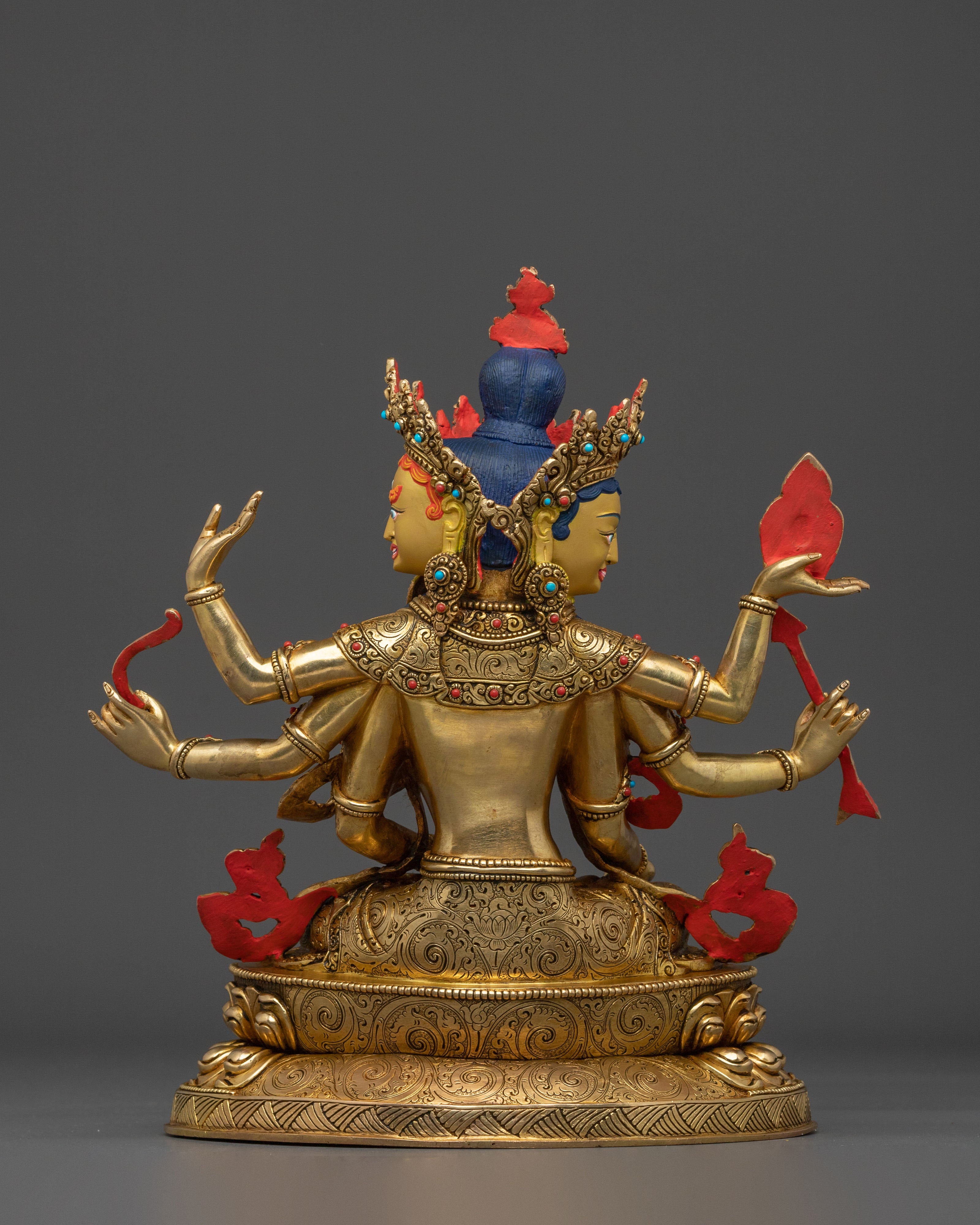 Namgyalma Fire Gold Gilded Statue | Buddhist Longevity Deity Sculpture