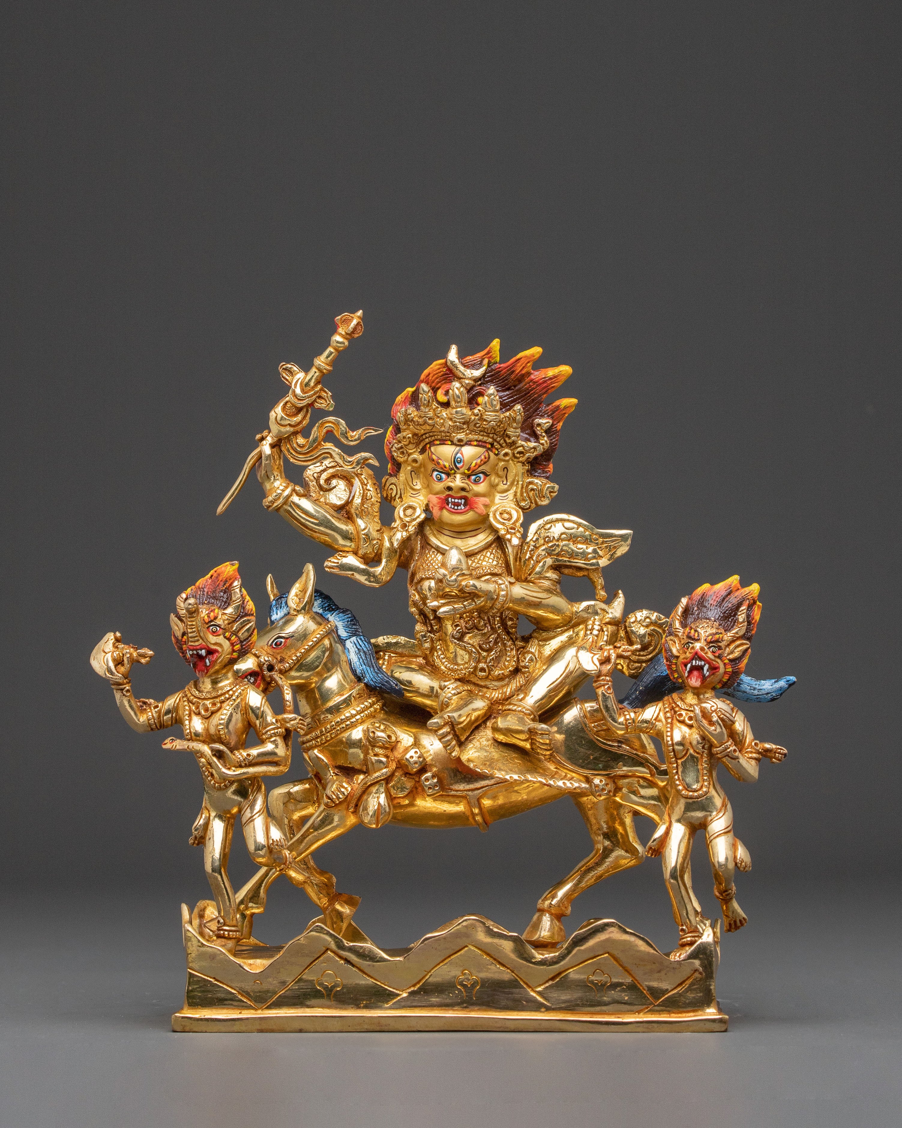 Wrathful Protectress Palden Lhamo Statue | 24K Gold Gilded