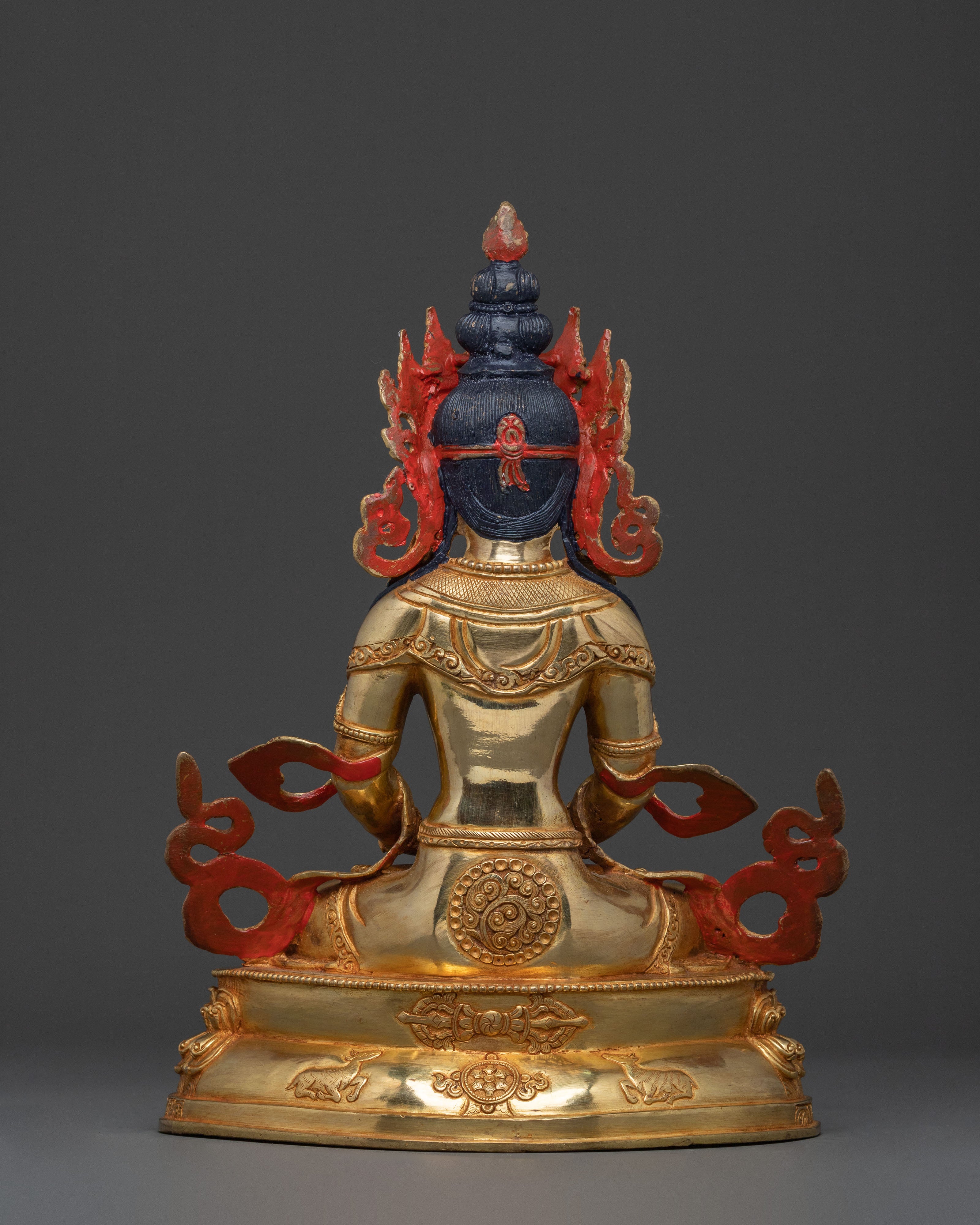 Handcrafted Amitayus Statue | 24K Gold Gilded Deity