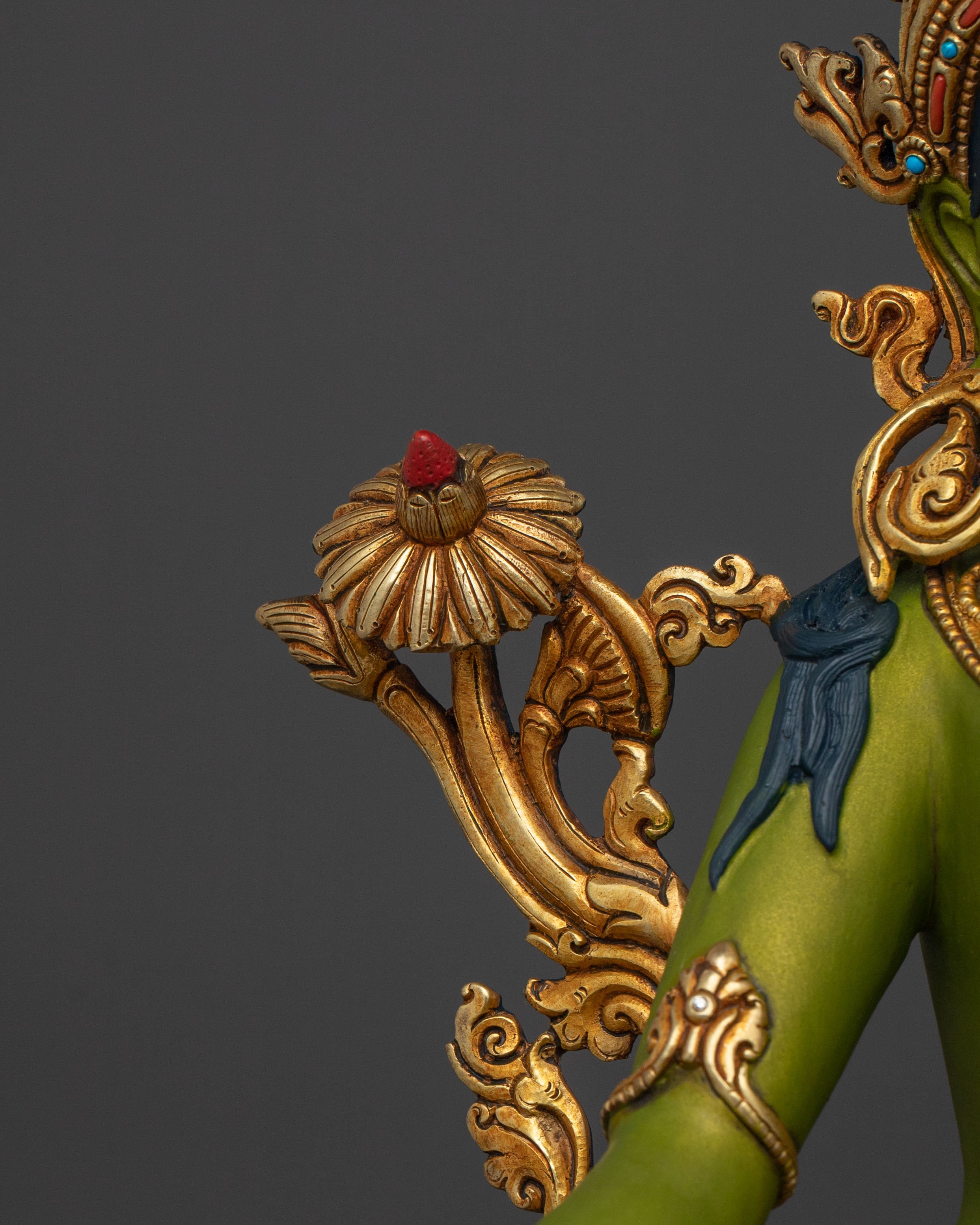 Green Tara Statue | Handcrafted 24K Gold Gilded Sculpture