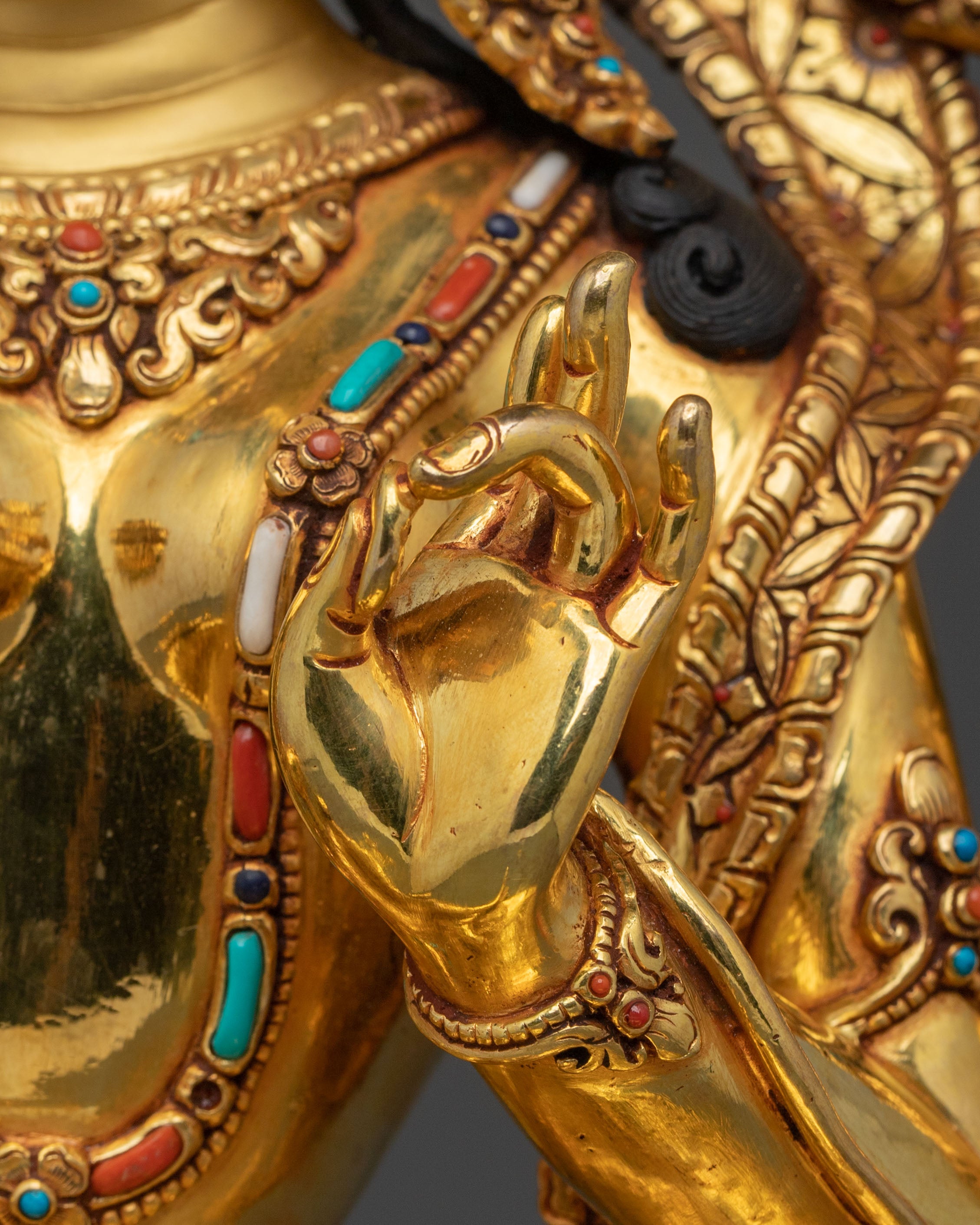 Green Tara 24K Gold Gilded Figurine | Buddhist Guardian