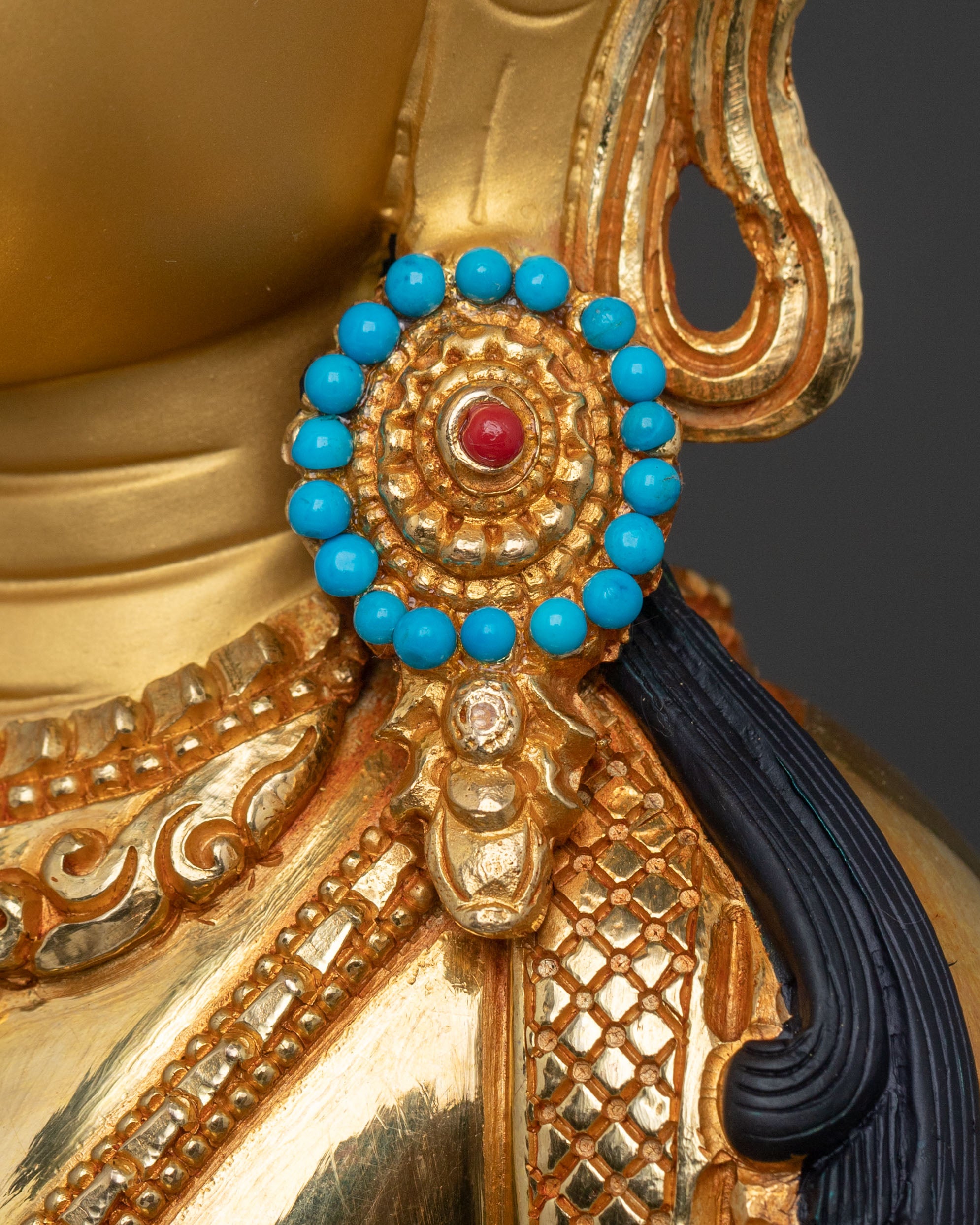 Handmade Amitayus Buddha Sculpture in Radiant 24K Gold
