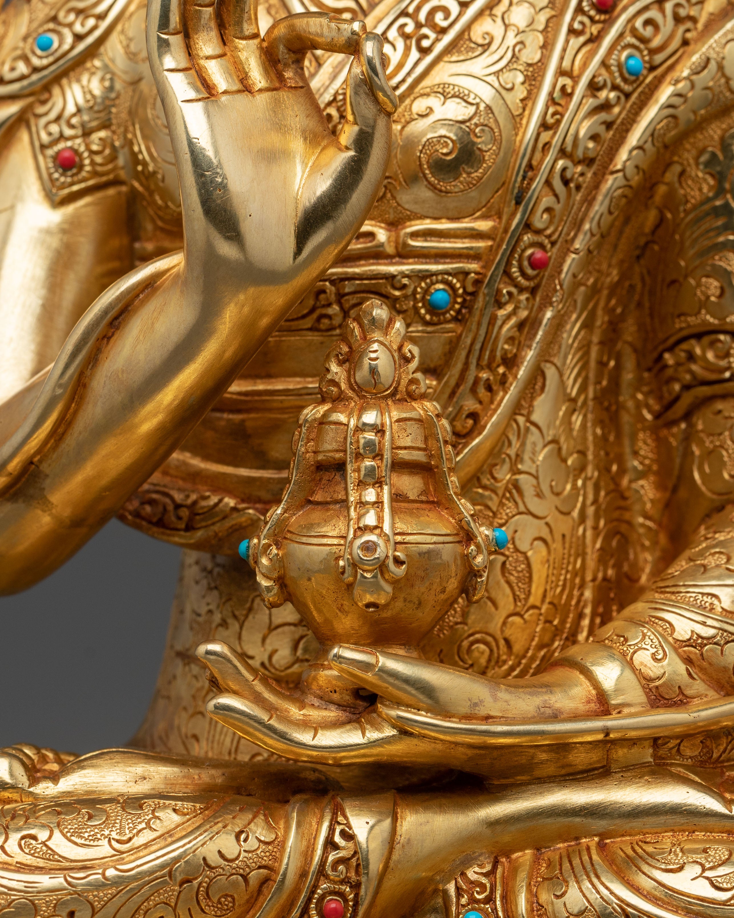Tsongkhapa Spiritual Sculpture: Hand-Gilded Copper
