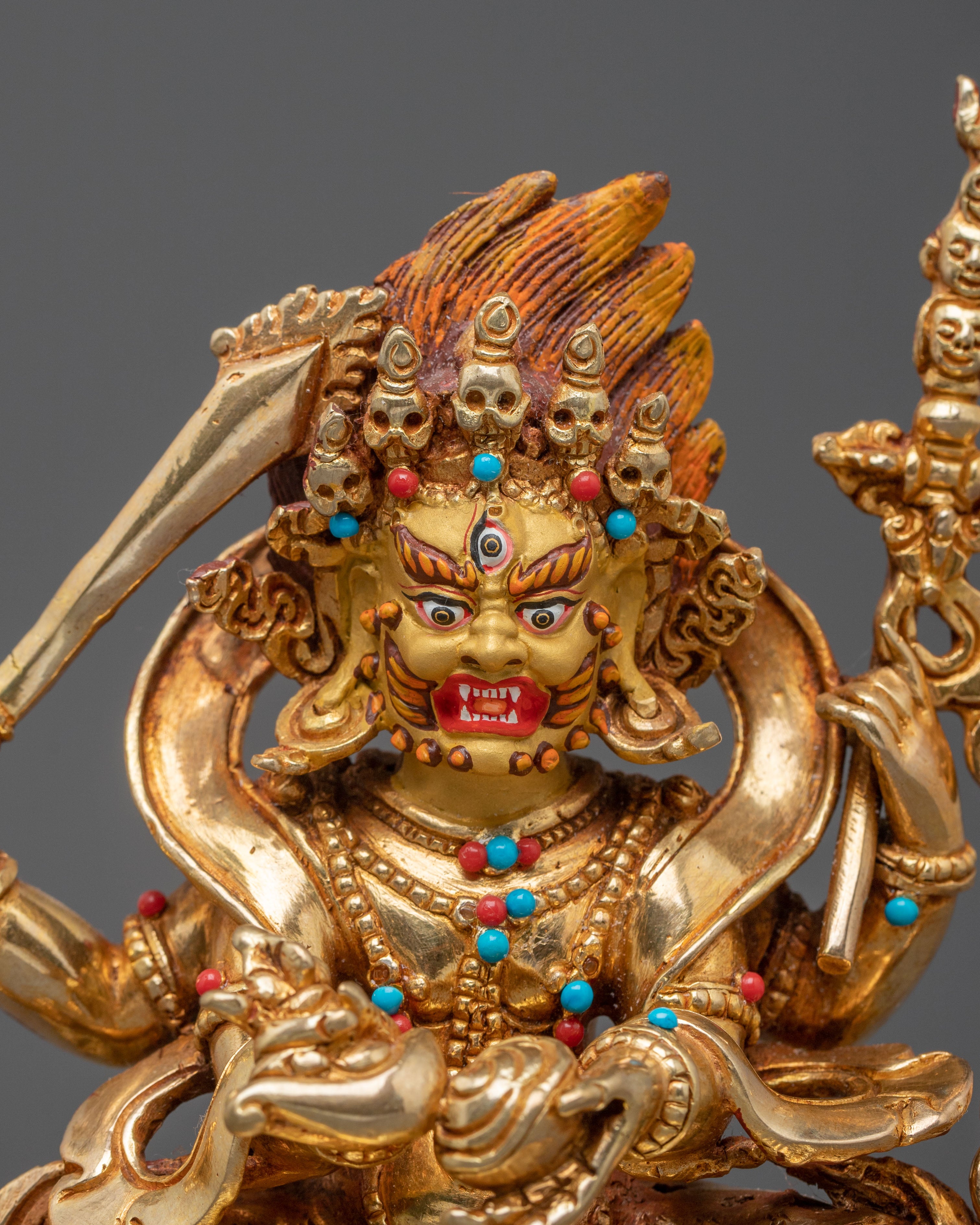 Four-Armed Mahakala Statue: Wrathful Protector of Dharma