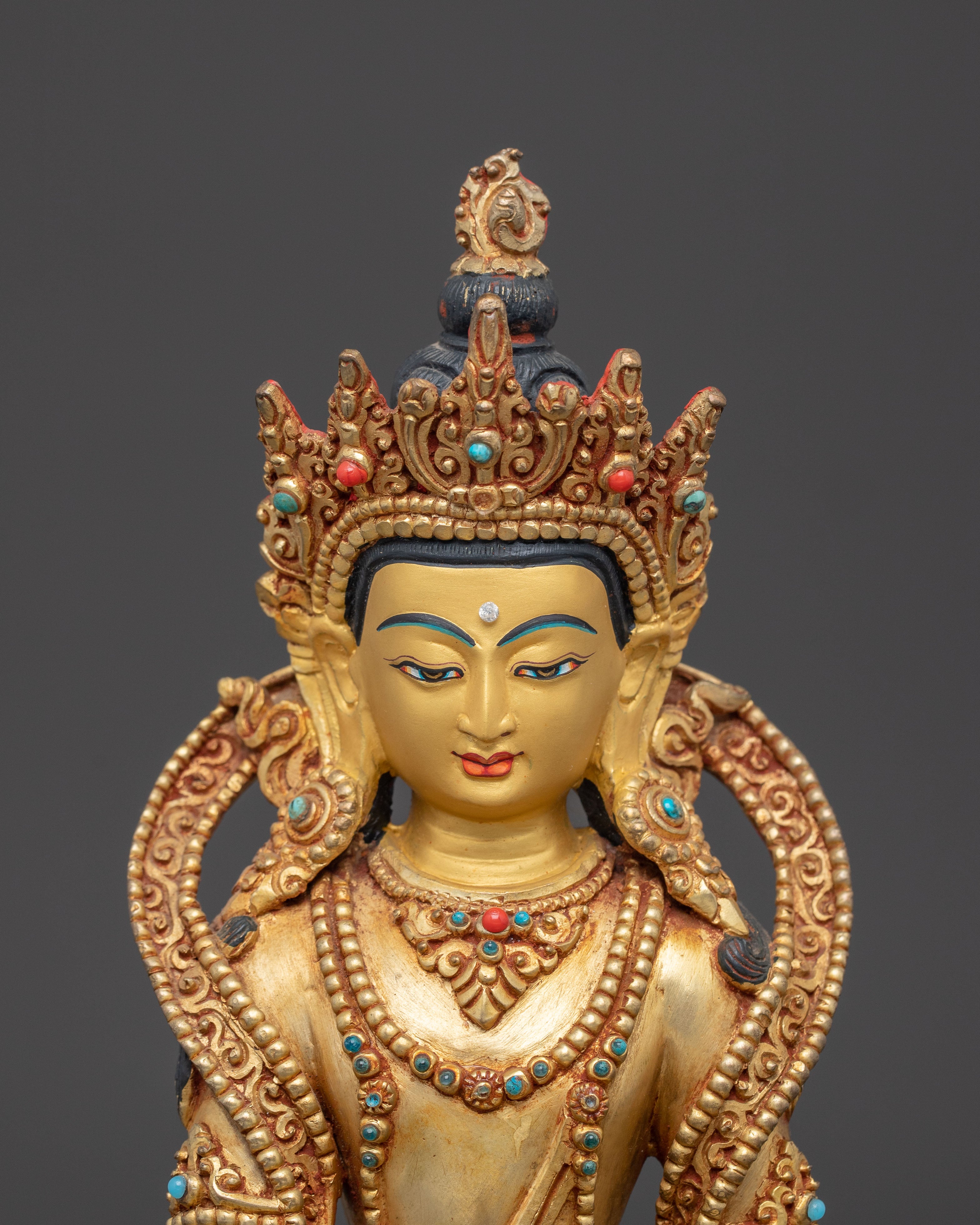 Handcrafted Mitupa Buddha Statue | Gold Gilded Tibetan Spiritual Art