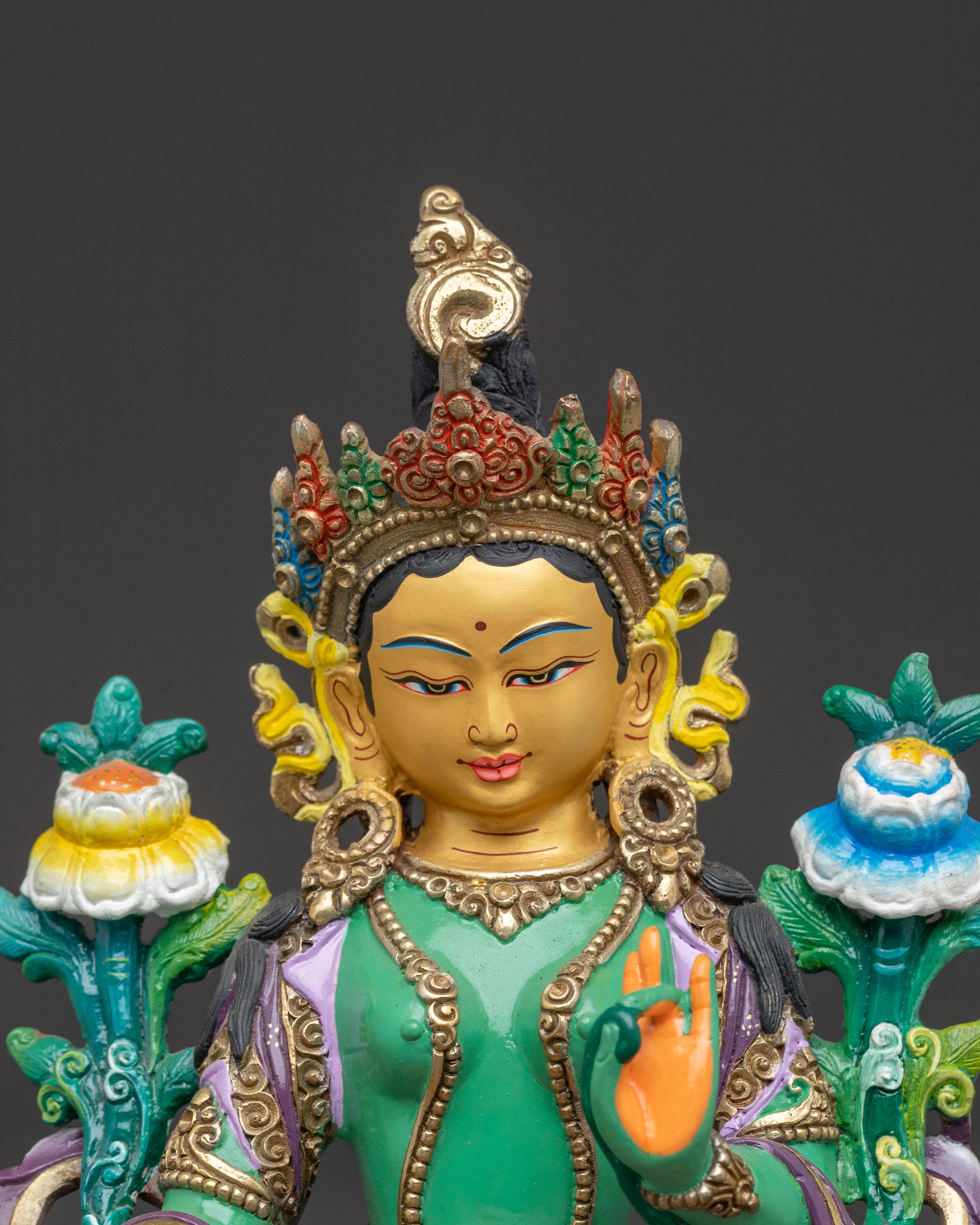 Green Tara Swift Compassion Statue | Hand-Gilded Copper