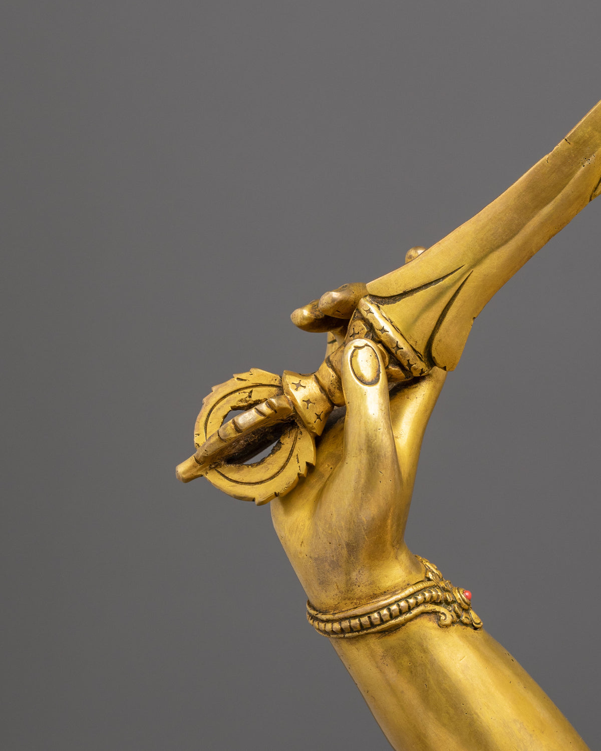 Manjughoṣa Sculpture of Wisdom |  24K Gold Gilded Copper Statue