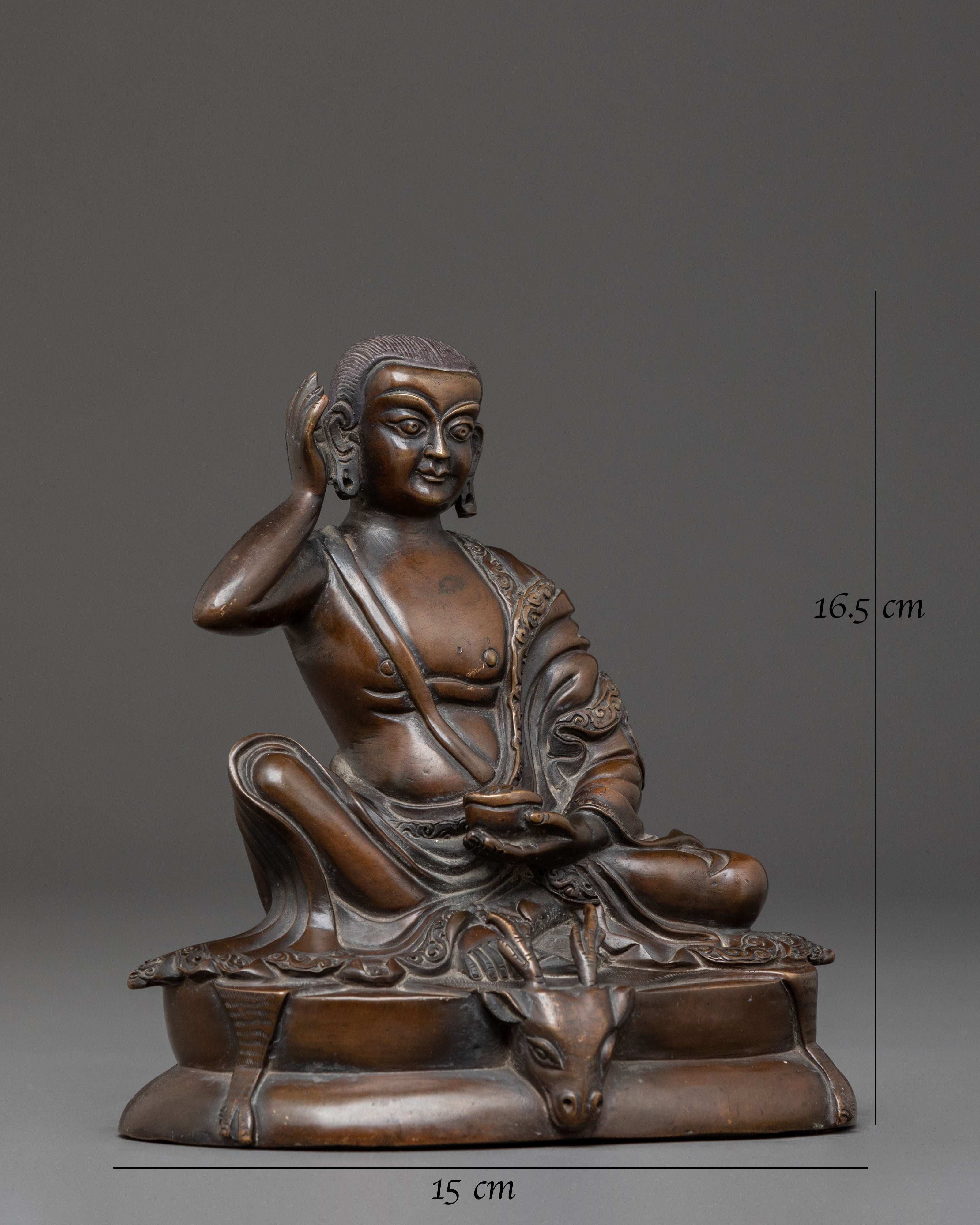 Handcrafted Milarepa Oxidized Copper Statue | Yogi & Dharma Teacher