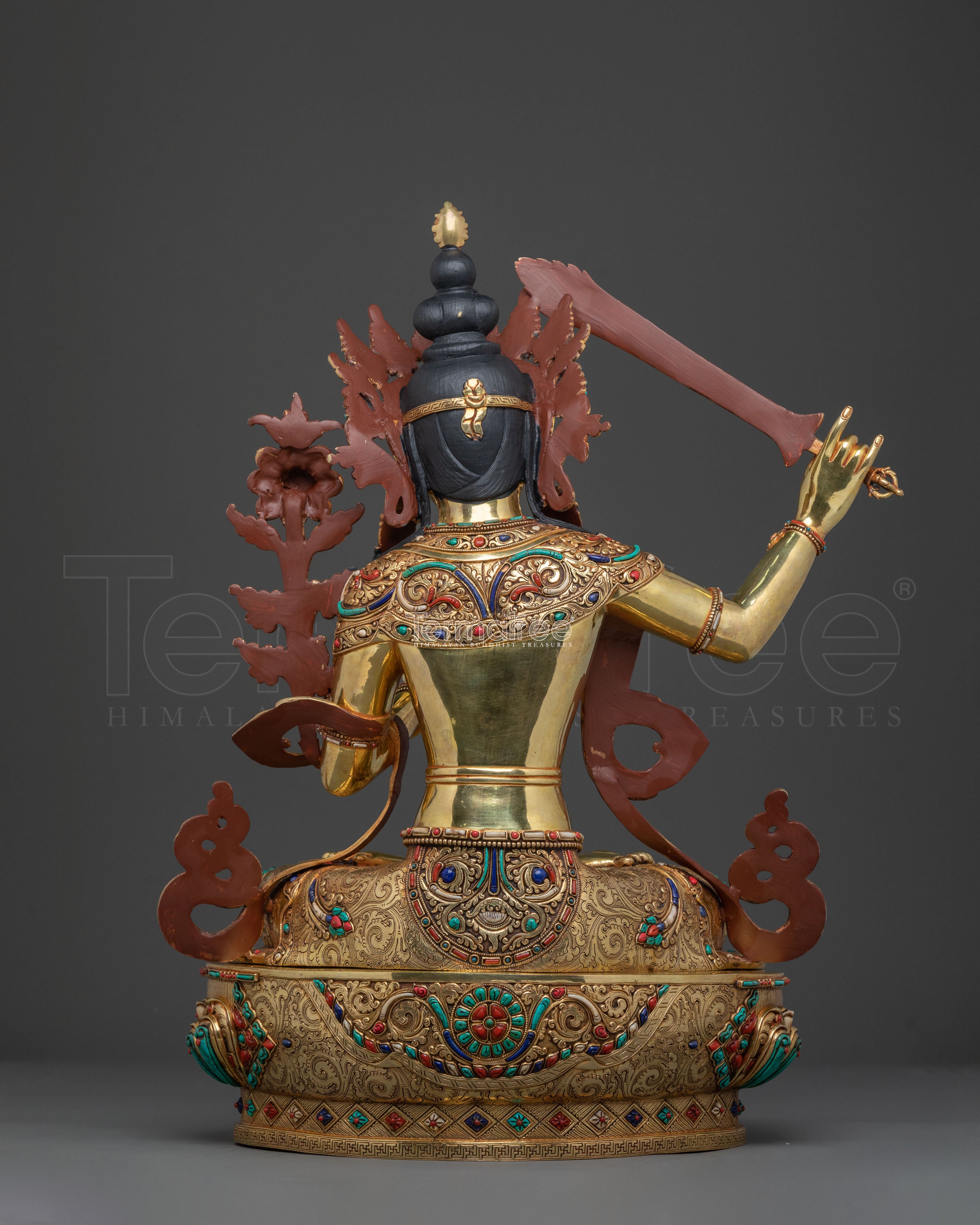 Manjushri Peaceful Meditation Statue | 24k Gold Glided
