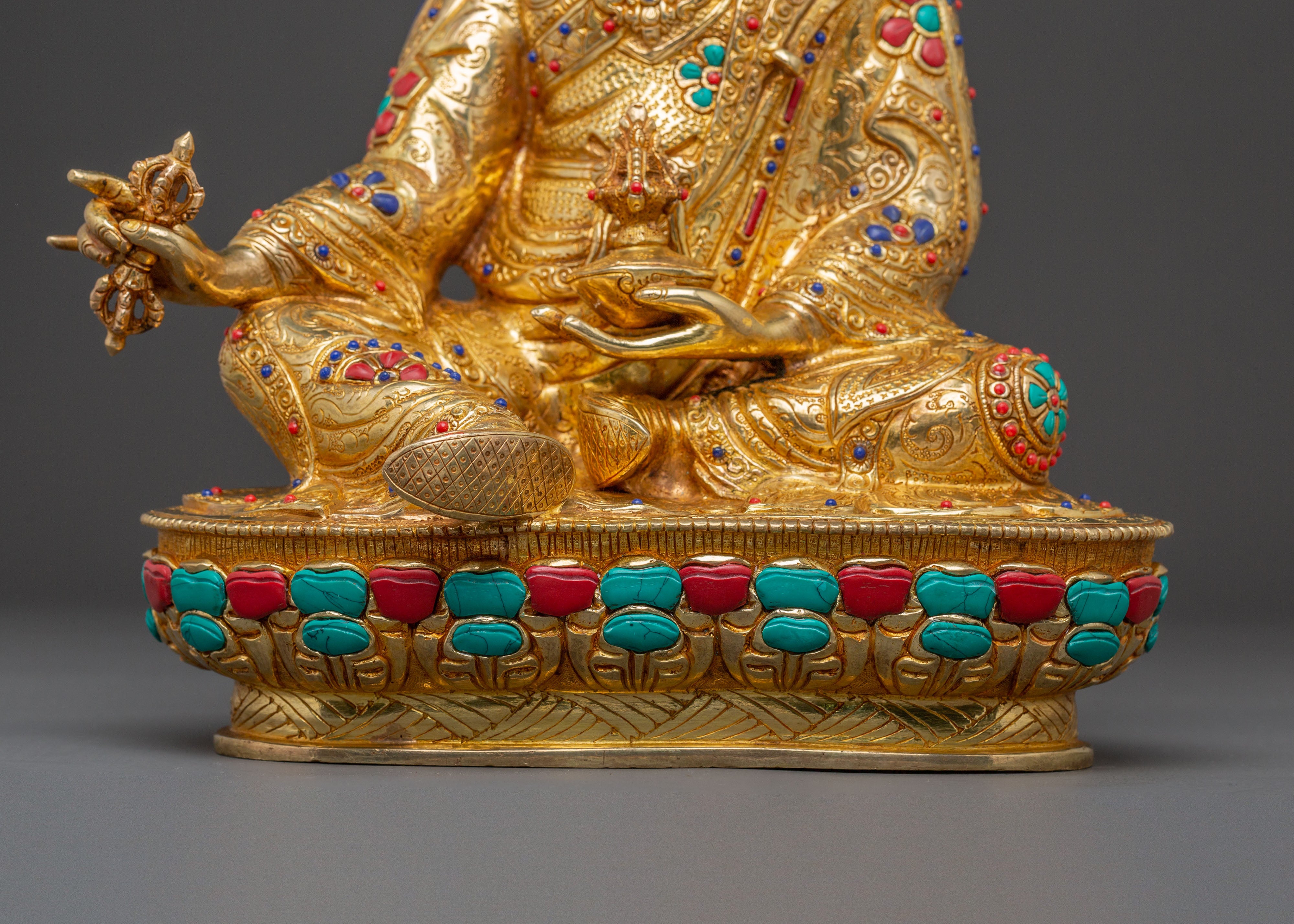 Padmasambhava Enlightened Guide Statue - Hand-Gilded Copper Statue