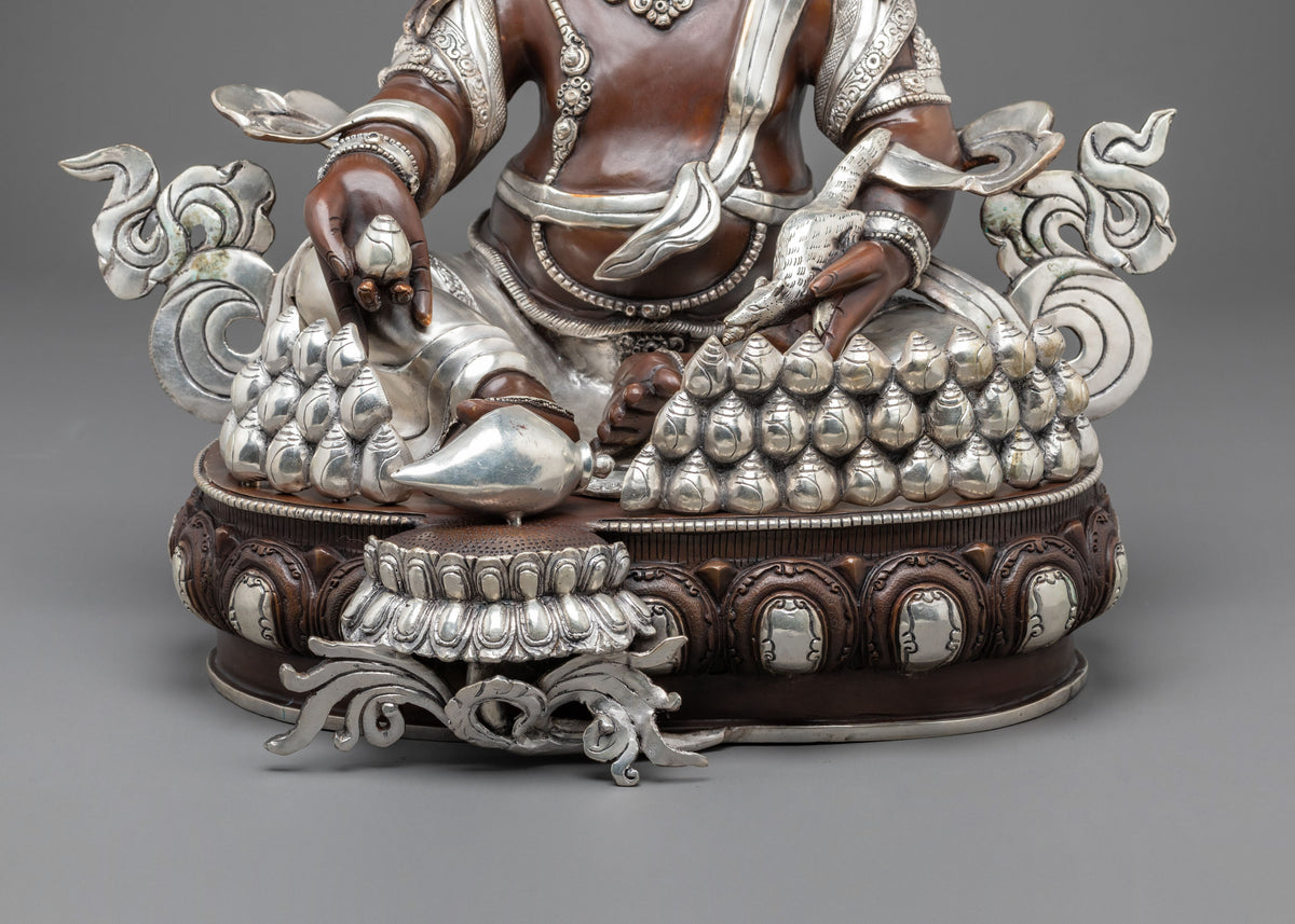 Dzambhala Altar Decoration Statue | Handcrafted Sculpture with Silver Plating