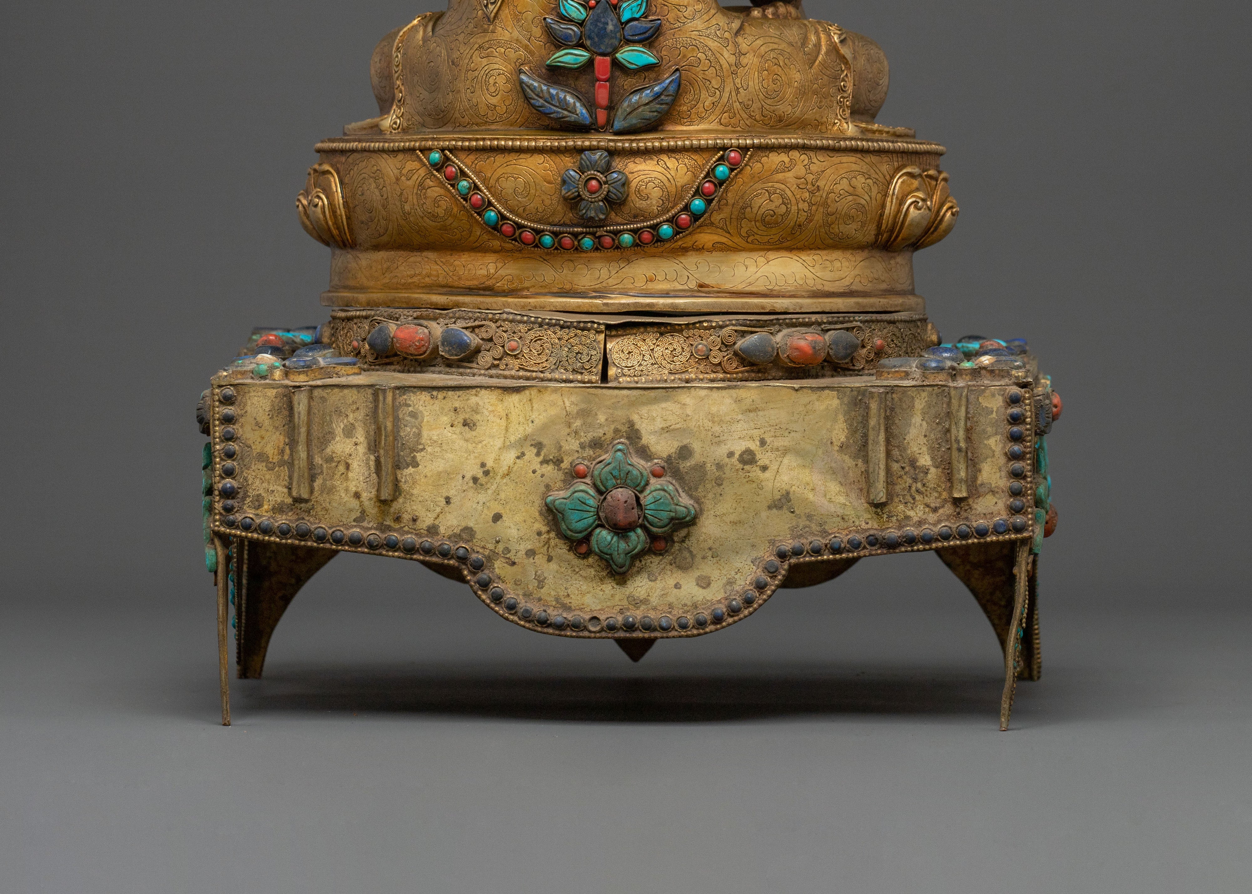 Shakyamuni Buddha On Throne Handcrafted Statue