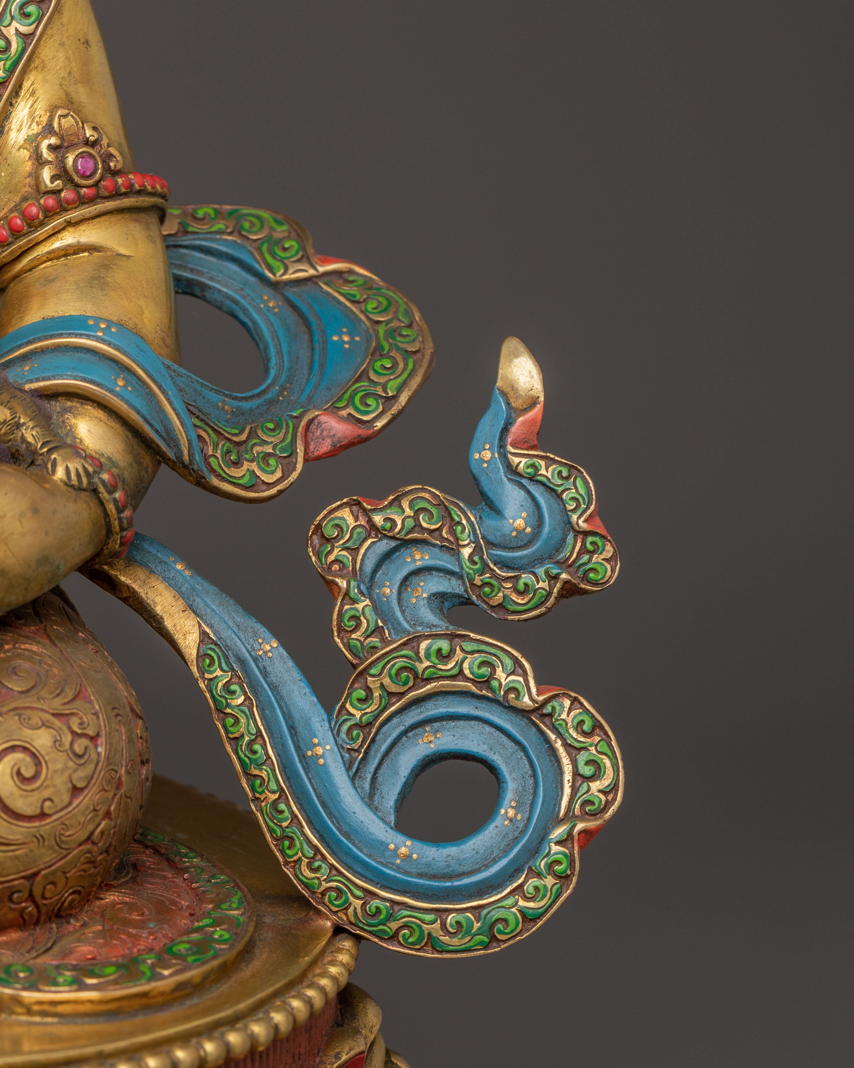 Divine Statue of Dzambhala on Throne: 24K Gold Gilded Masterpiece