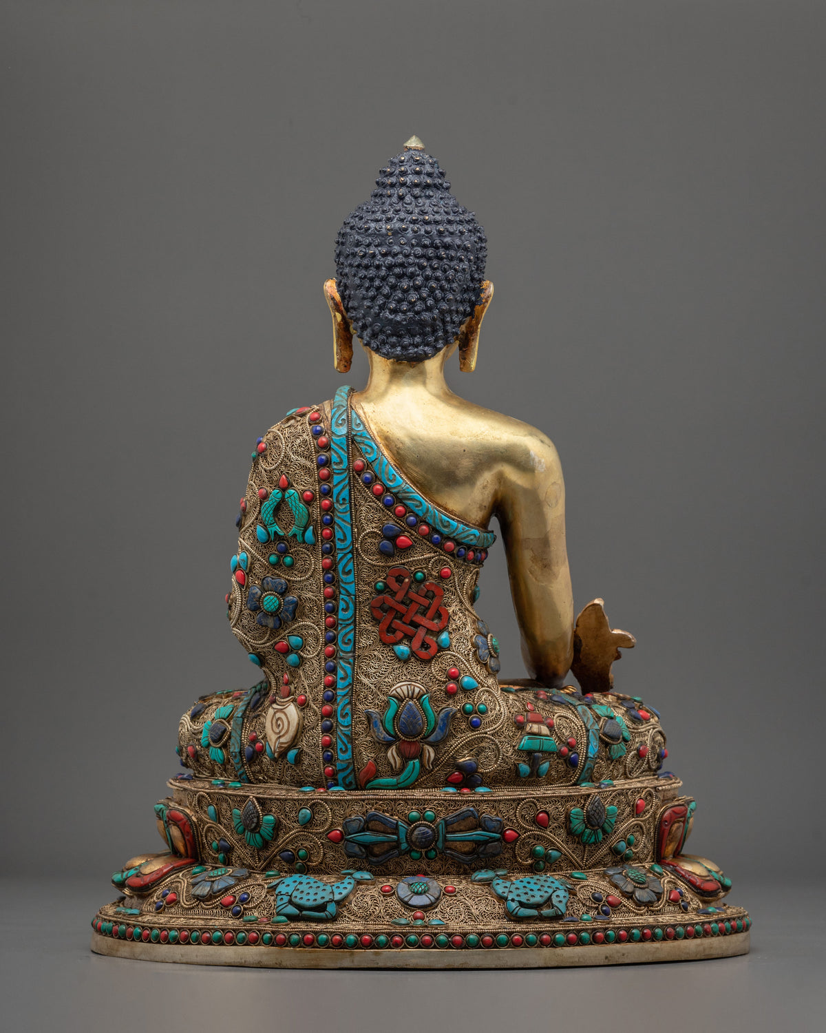 Tibetan Handcrafted Three Buddhas Statue Set with 24K Fire Gold Gliding