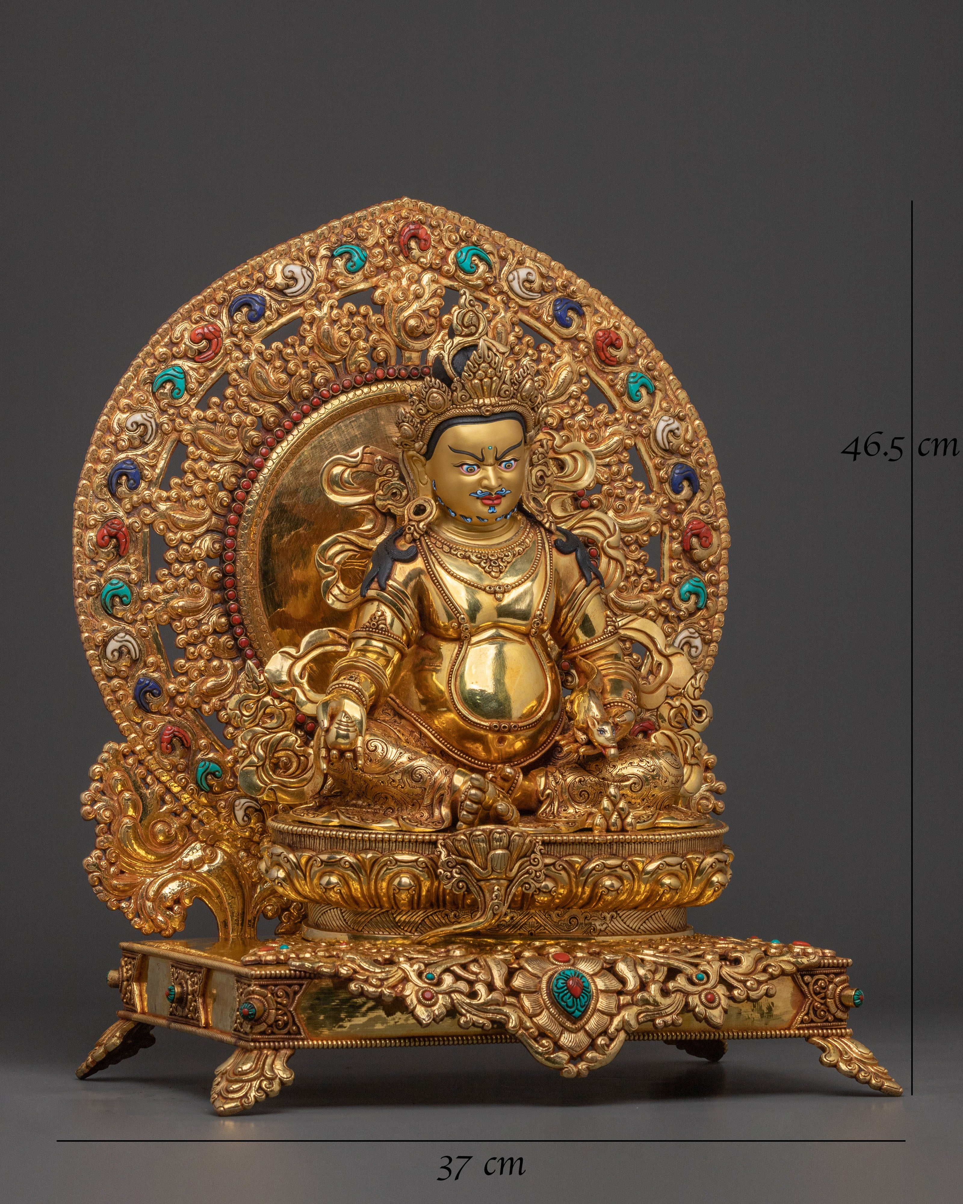 Dzambhala Divine Statue on Throne | Tibetan Wealth Deity