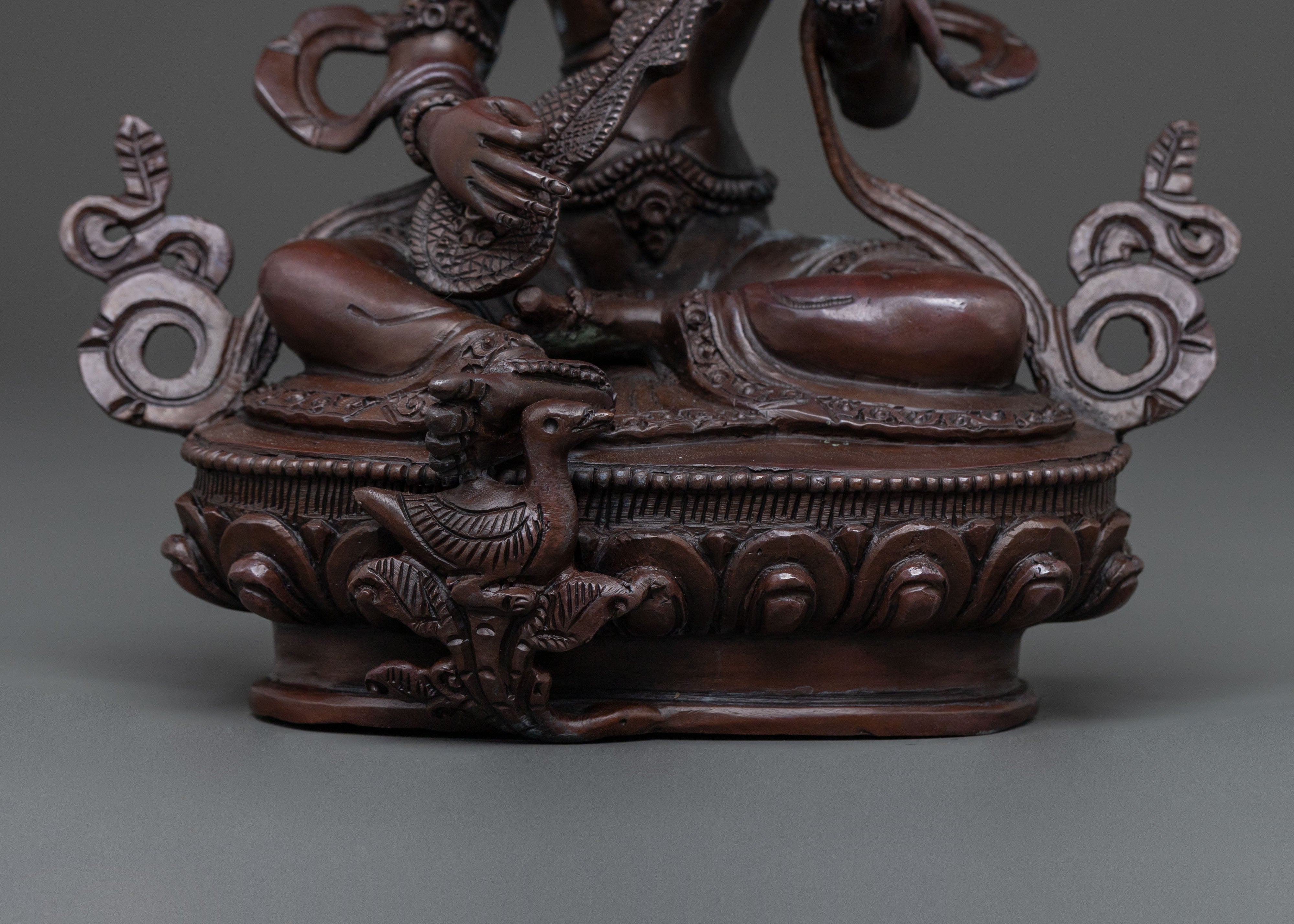 Saraswati Devi: Oxidized Copper Sacred Statue