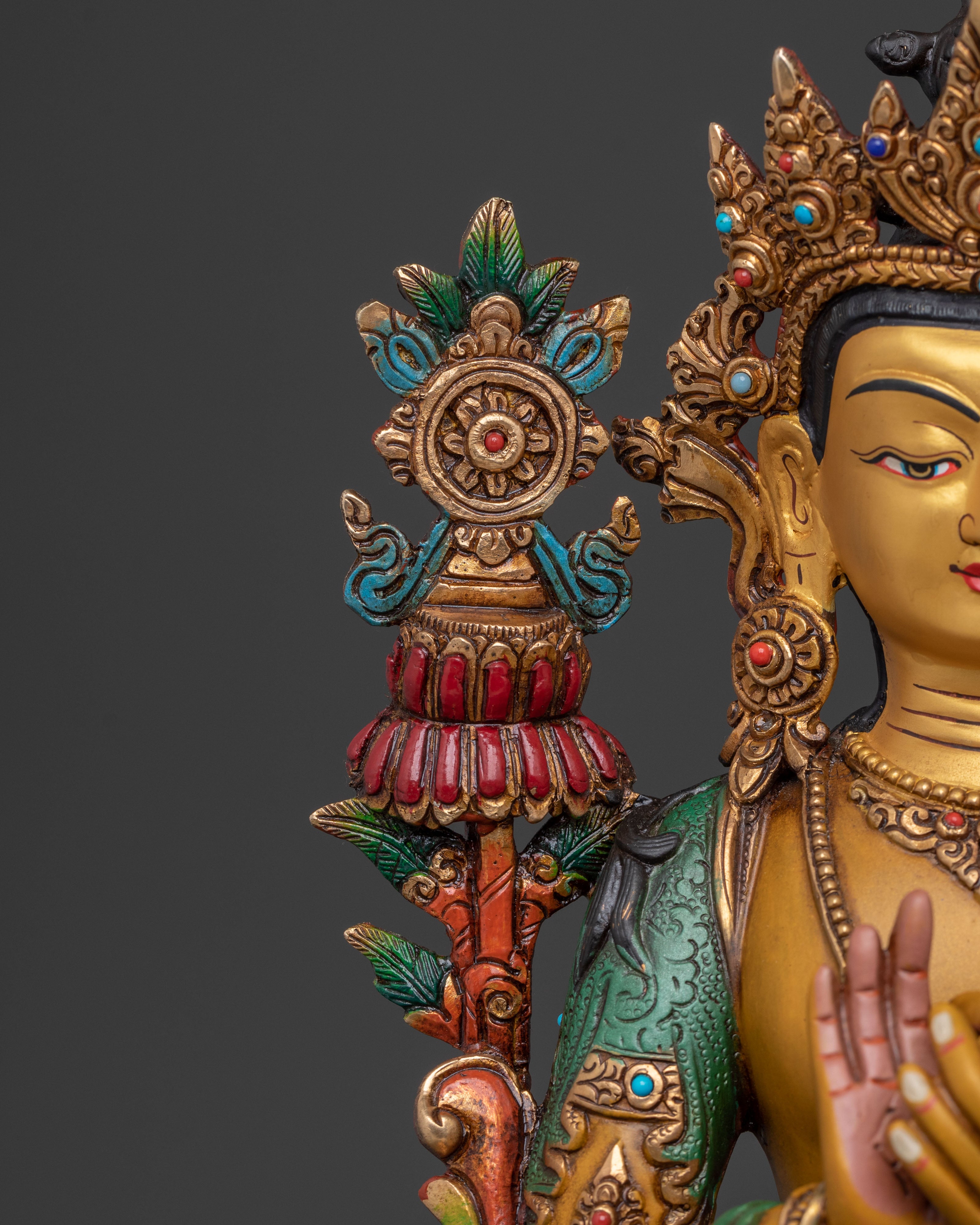 Maitreya Buddha Statue: 24K Gold Gilded Figurine