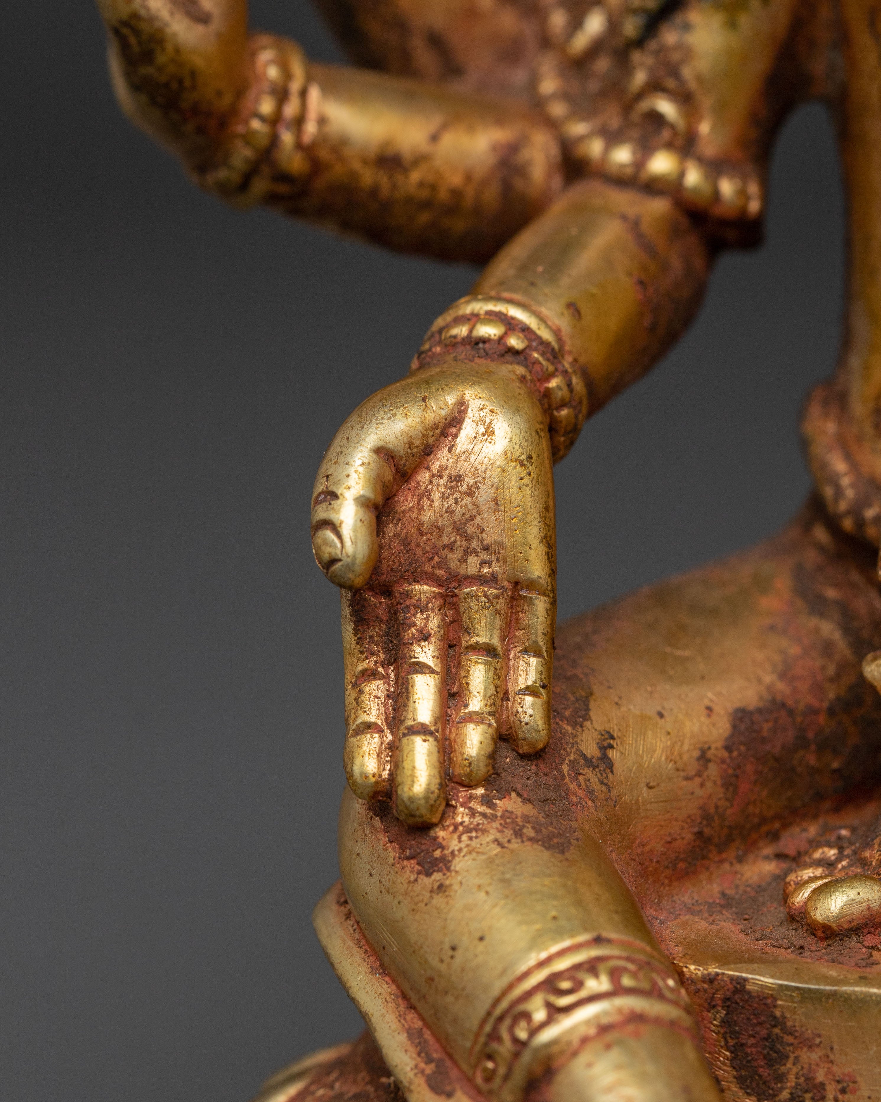 Vasudhara Statue: Antique Brass and Copper Elegance