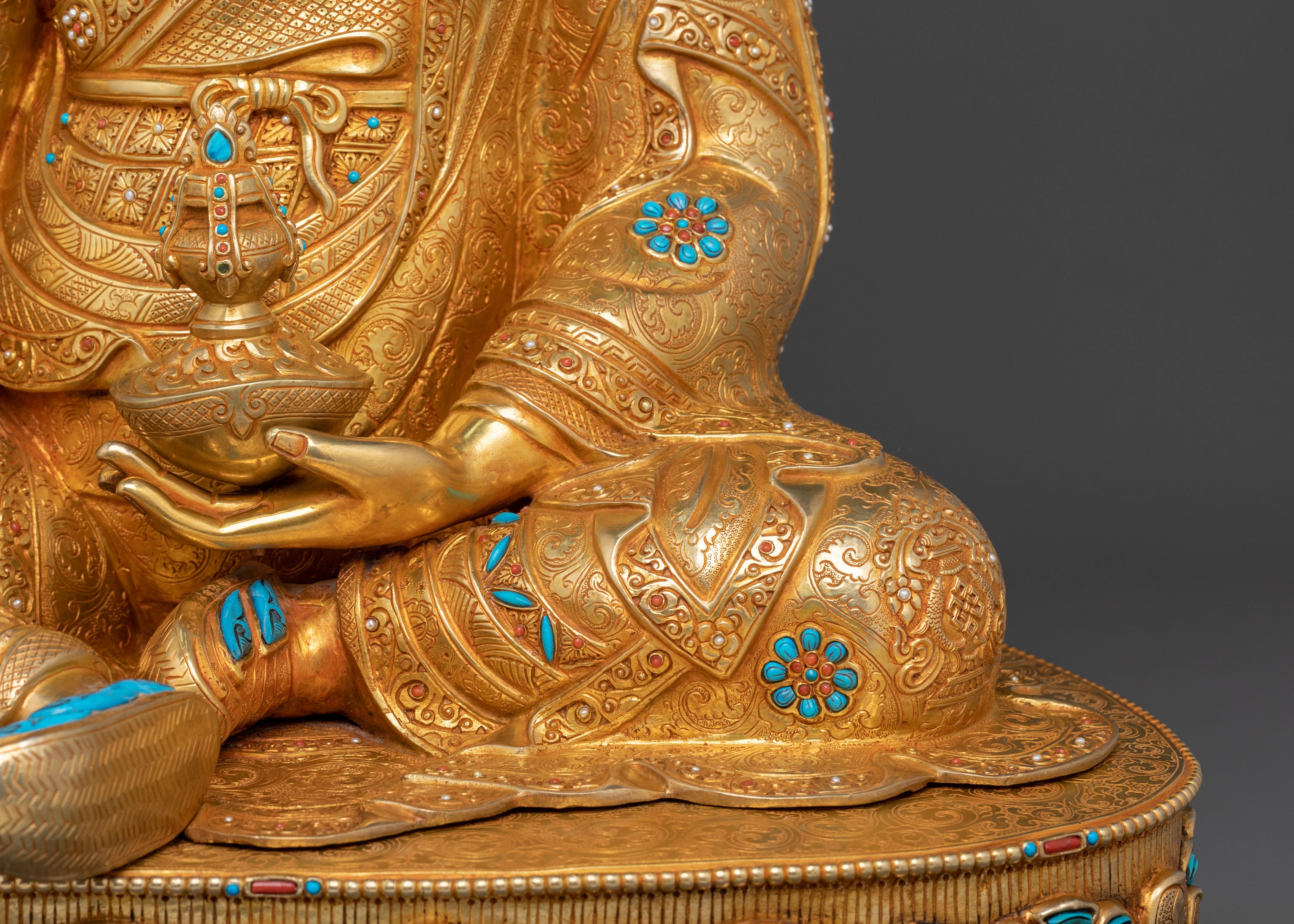 Protector Guru Rinpoche: Handcrafted Golden Statue