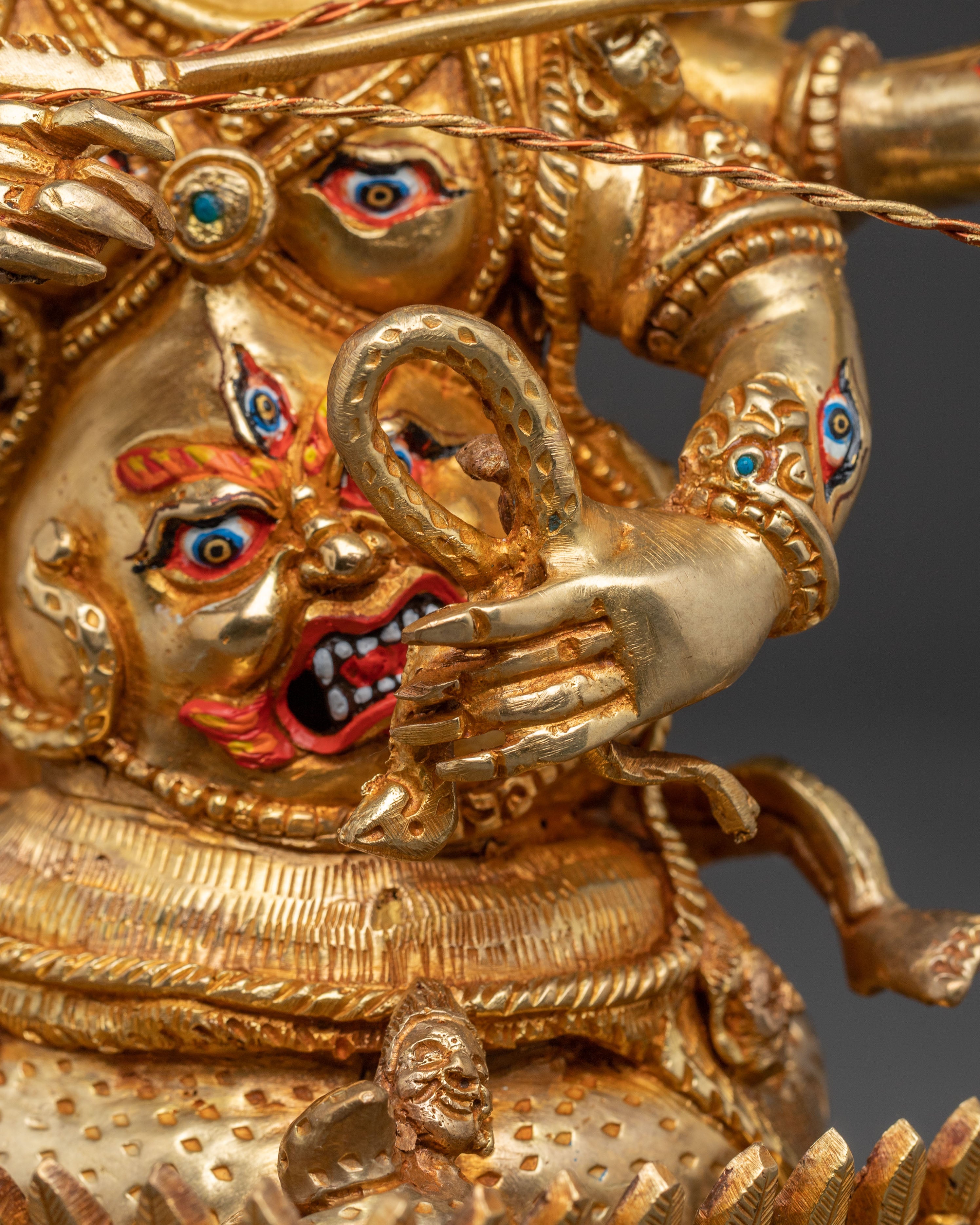 Handmade Copper Rahula Statue | Fierce Guardian Deity