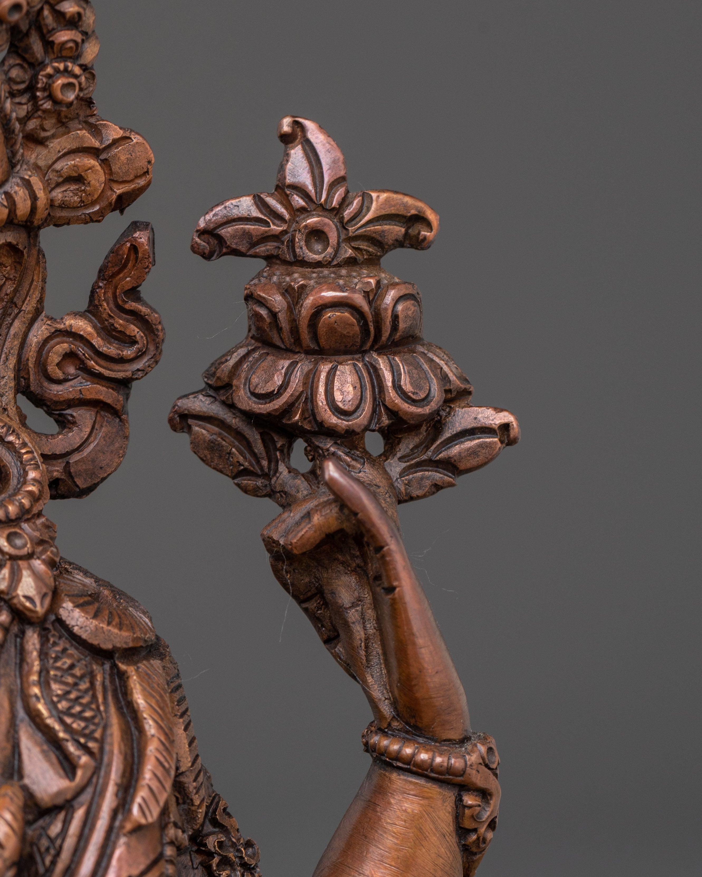 Divine Chenrezig: Handcrafted Oxidized Copper Figurine