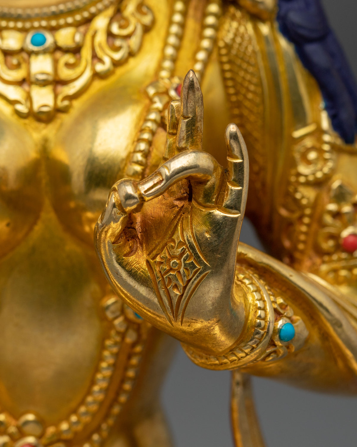 Green Tara Statue: 24K Gold Gilded