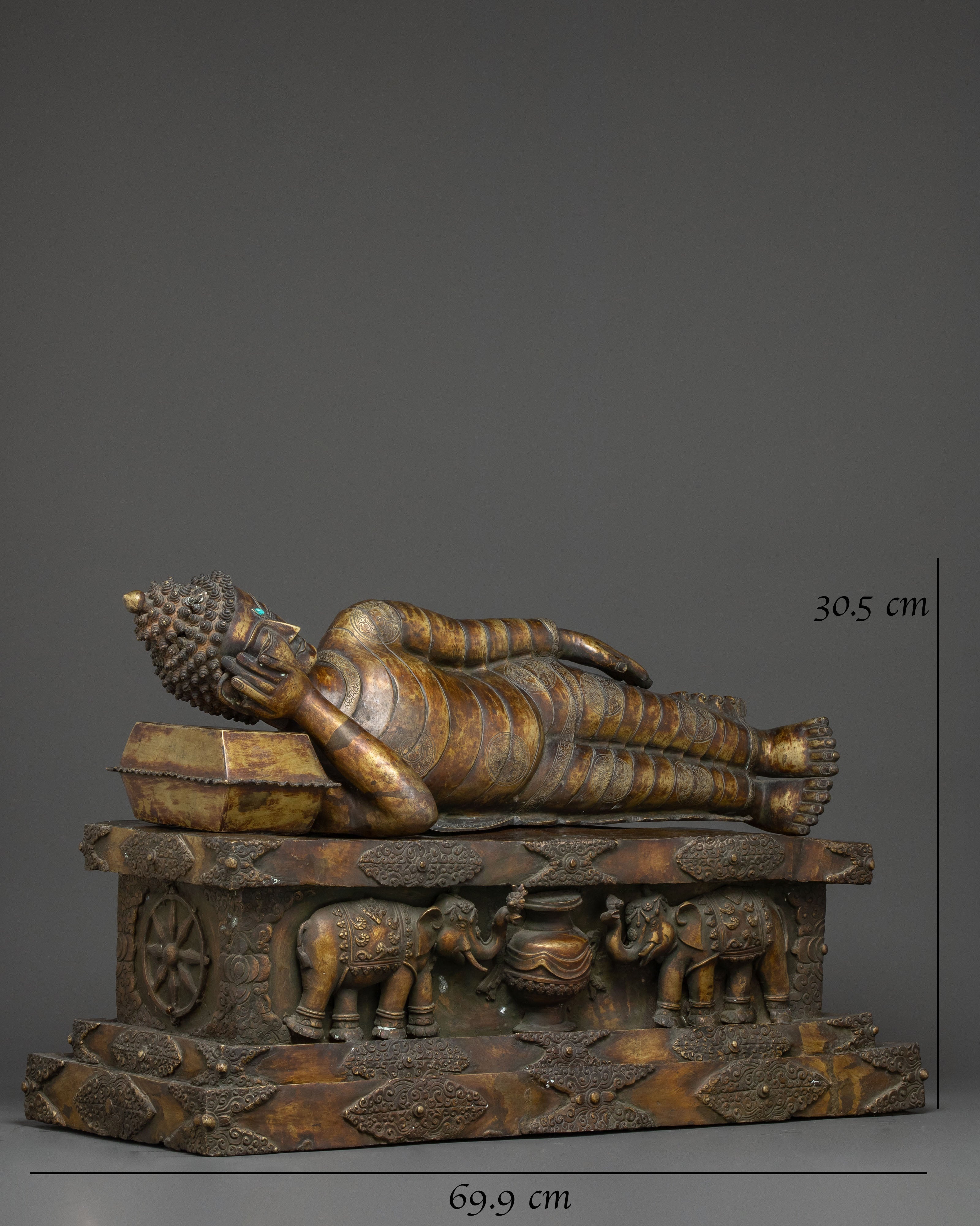 Buddha Entering Nirvana | Oxidized Copper sculpture