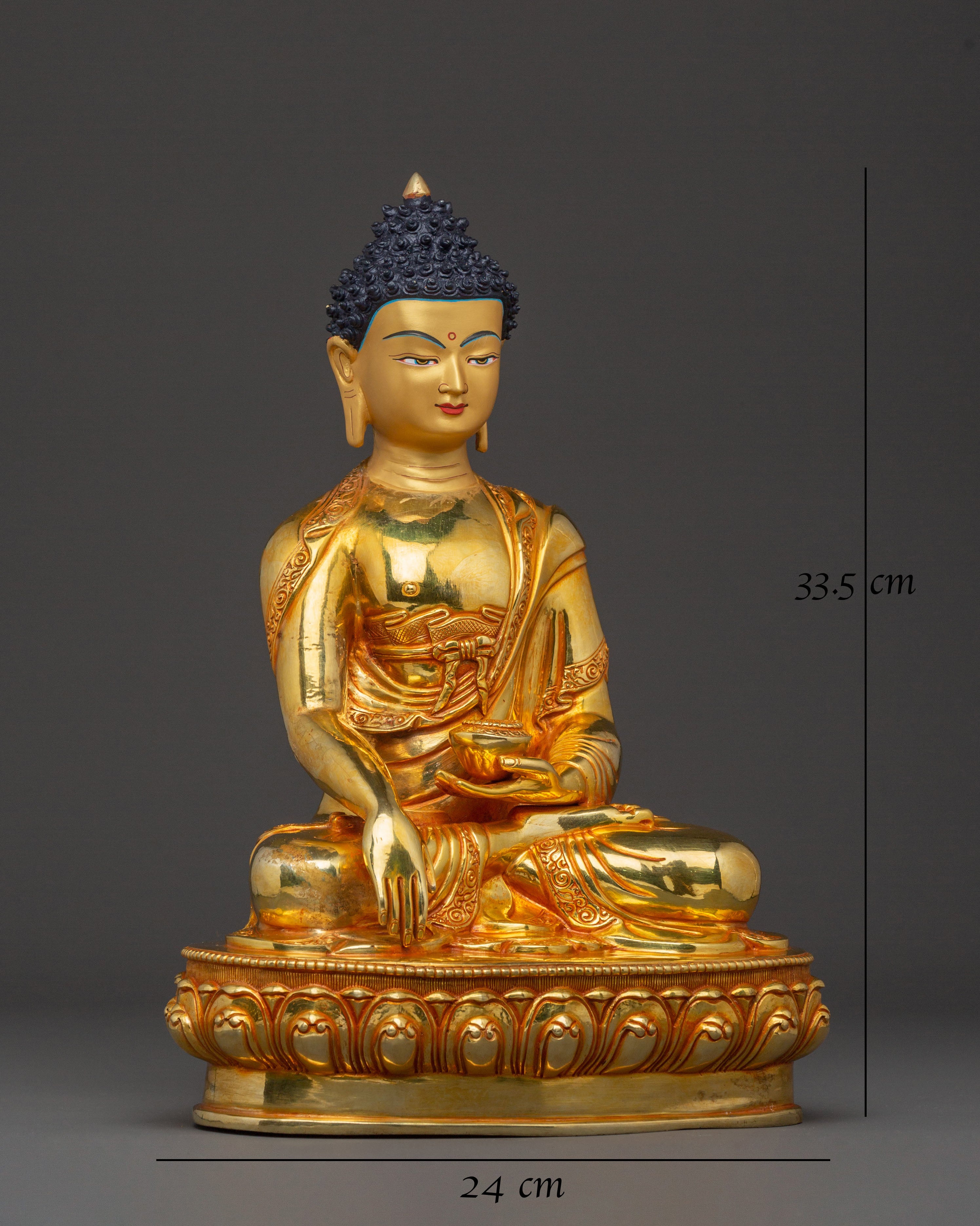 Sage Shakyamuni Buddha Statue - 24K Gold Gilded