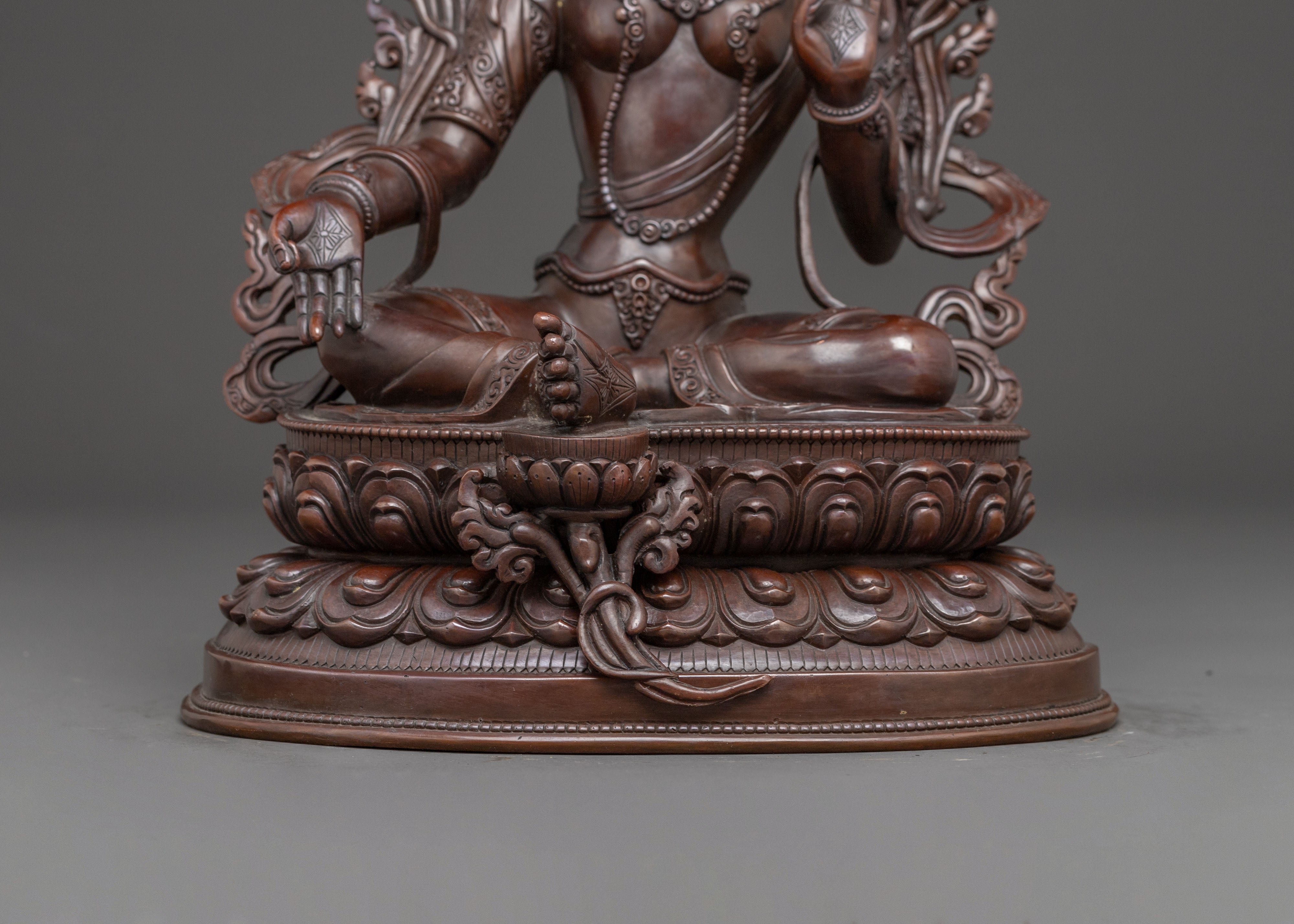 Handmade Oxidized Copper Shyama Tara Statue | Compassionate Goddess of Protection
