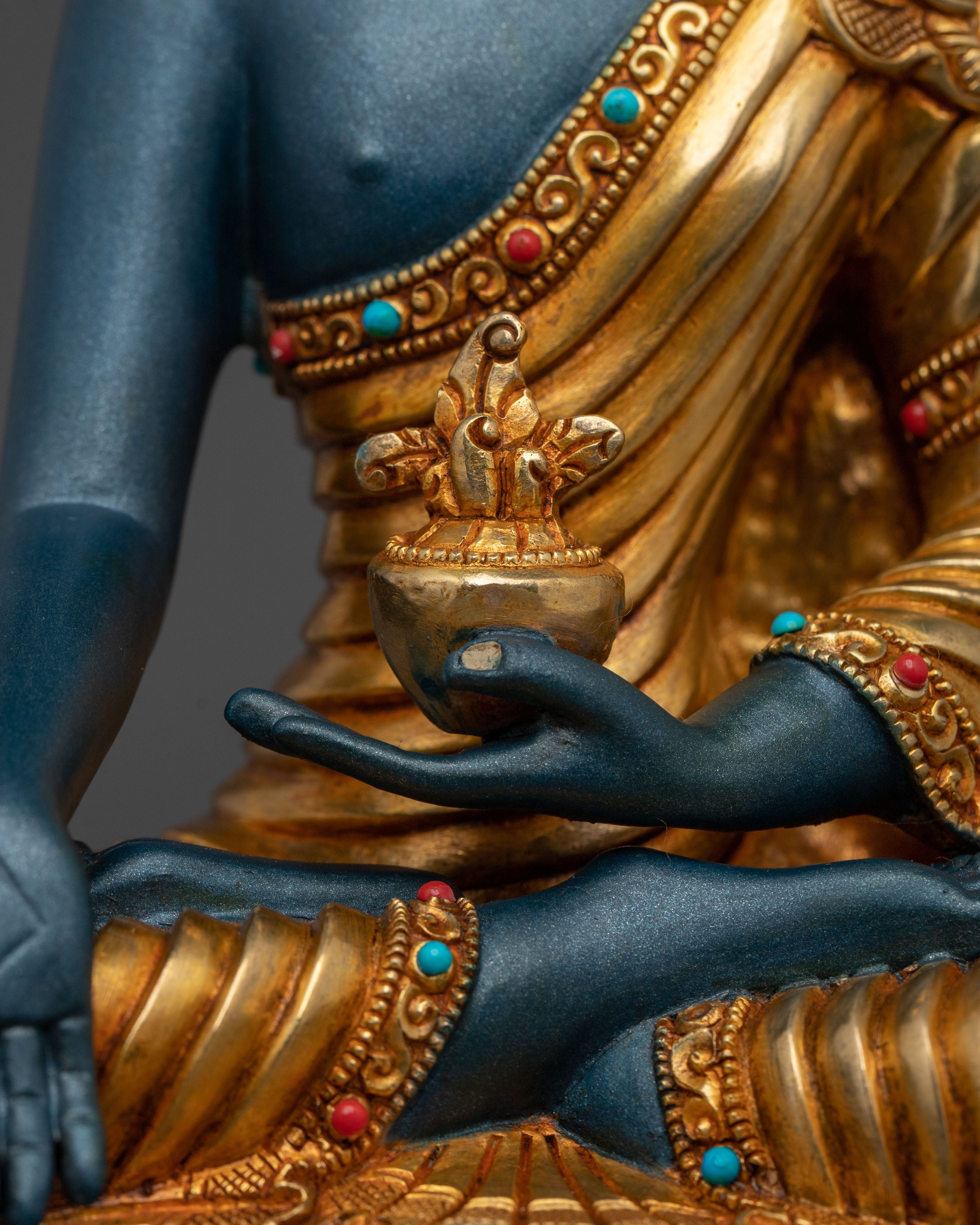 Three Buddhas Altar Statue Set | Sacred Tibetan Buddhist Trio Sculpture