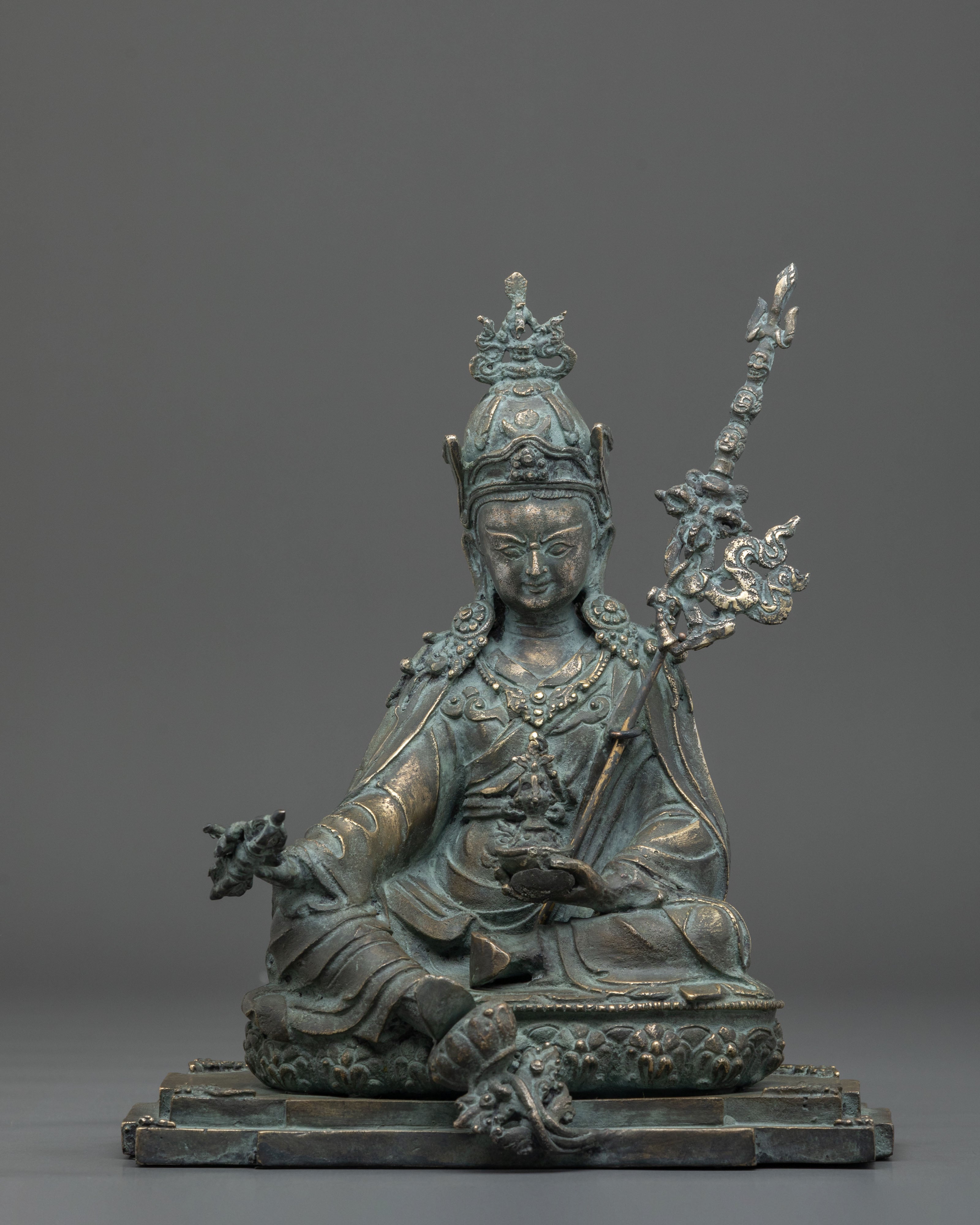 Guru Rinpoche Handmade Copper Statue with Antique Finish