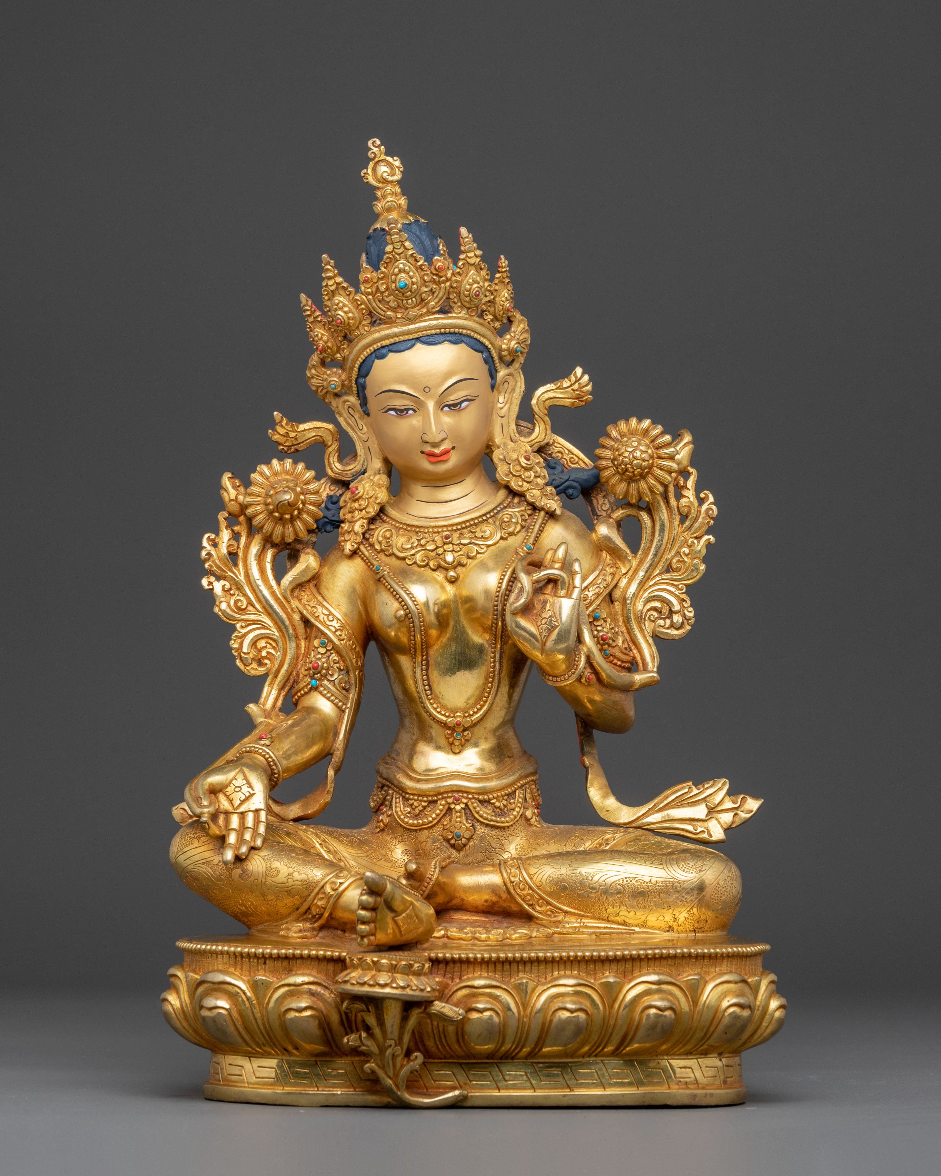 Mother Green Tara Golden Sculpture 