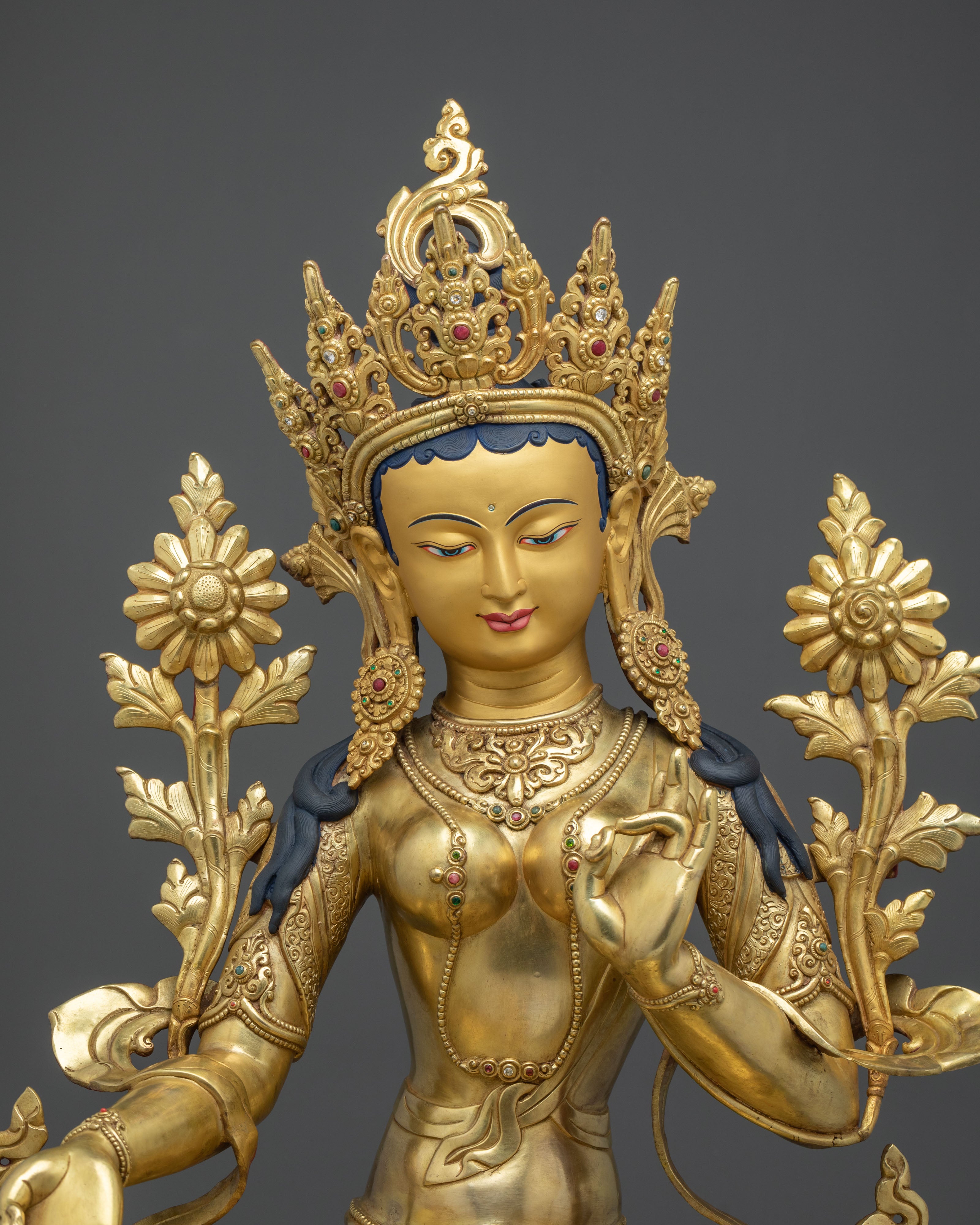Handmade Green Tara Copper Sculpture | Buddhist Protector