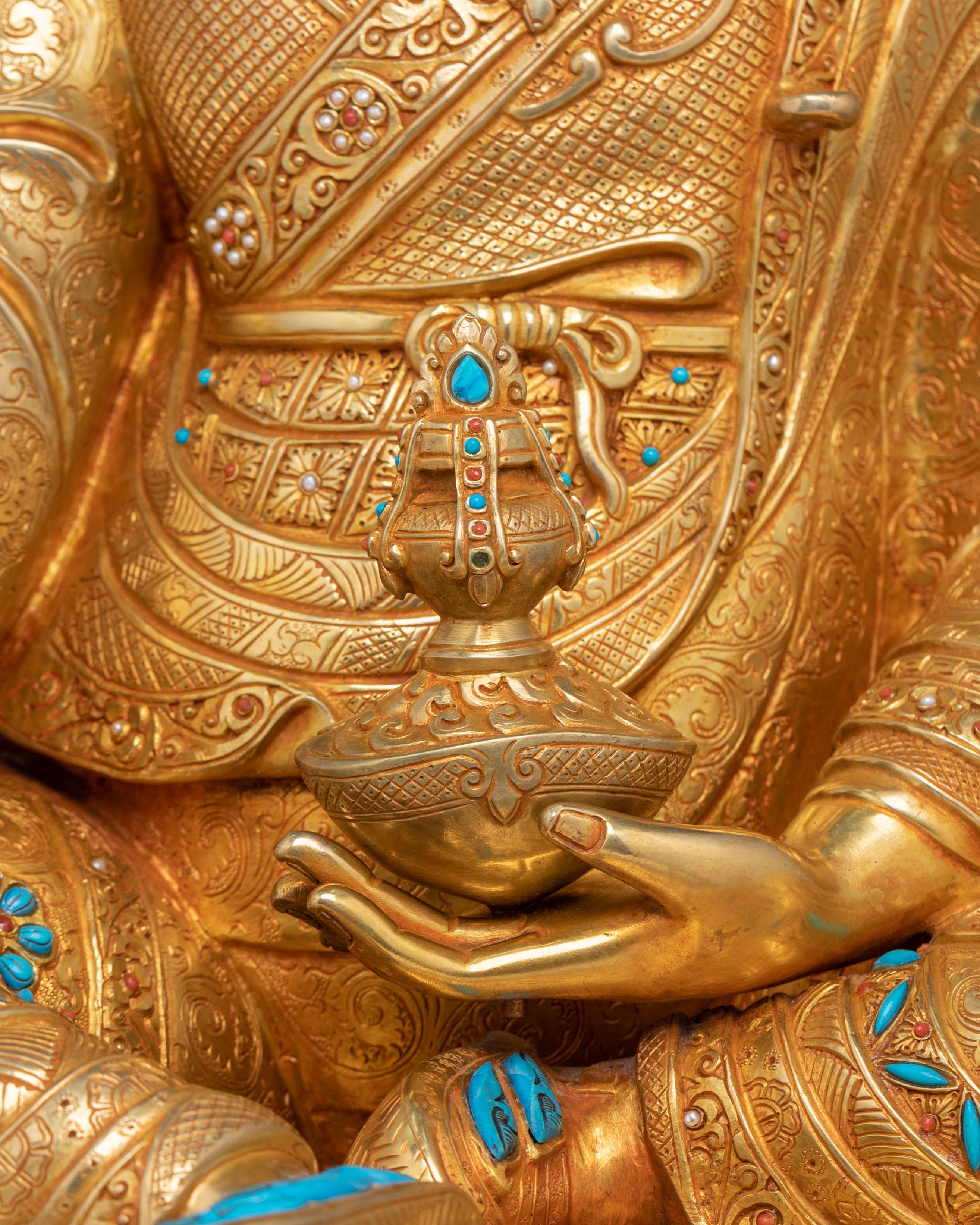 Protector Guru Rinpoche: Handcrafted Golden Statue