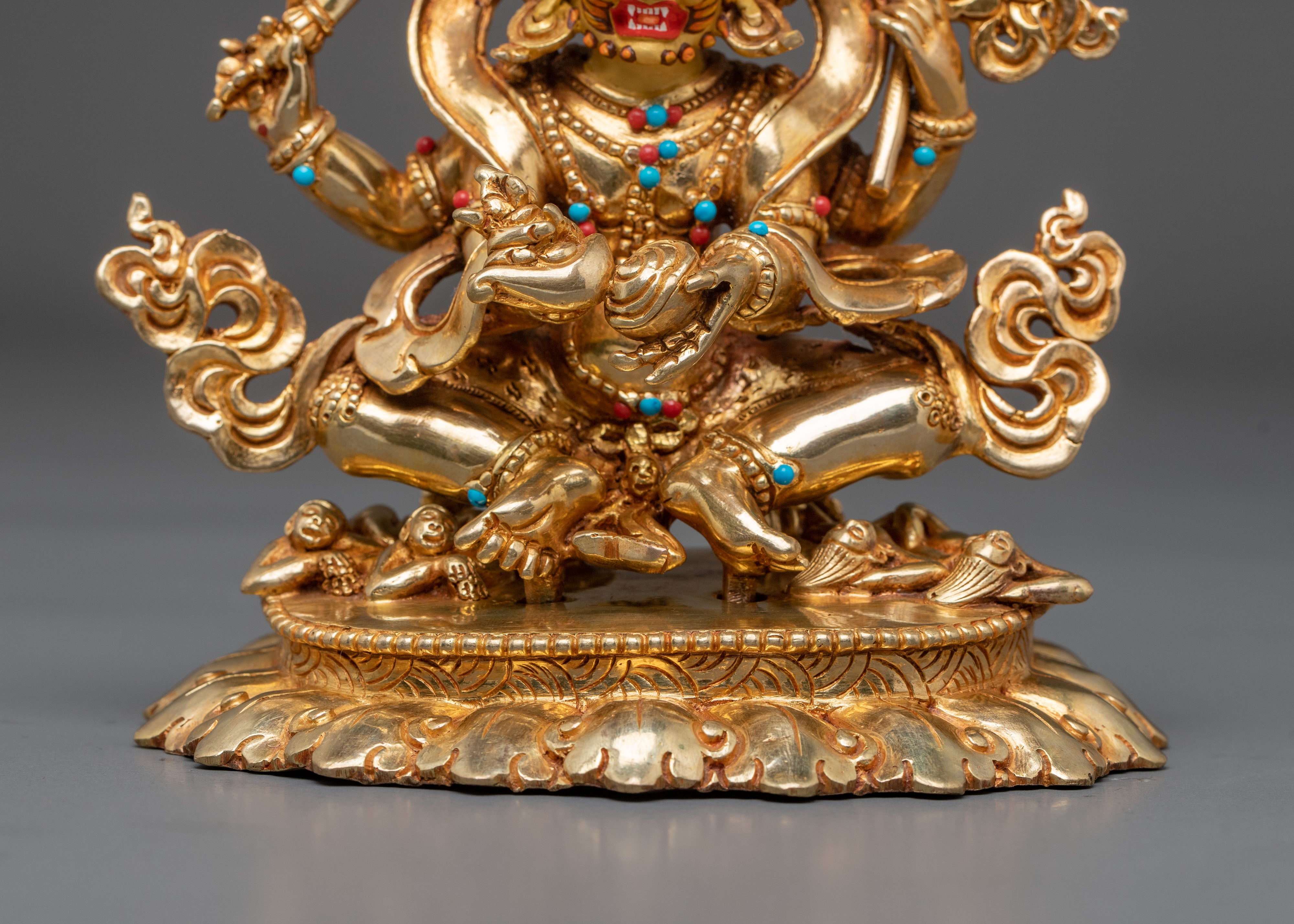 Four-Armed Mahakala Statue: Wrathful Protector of Dharma