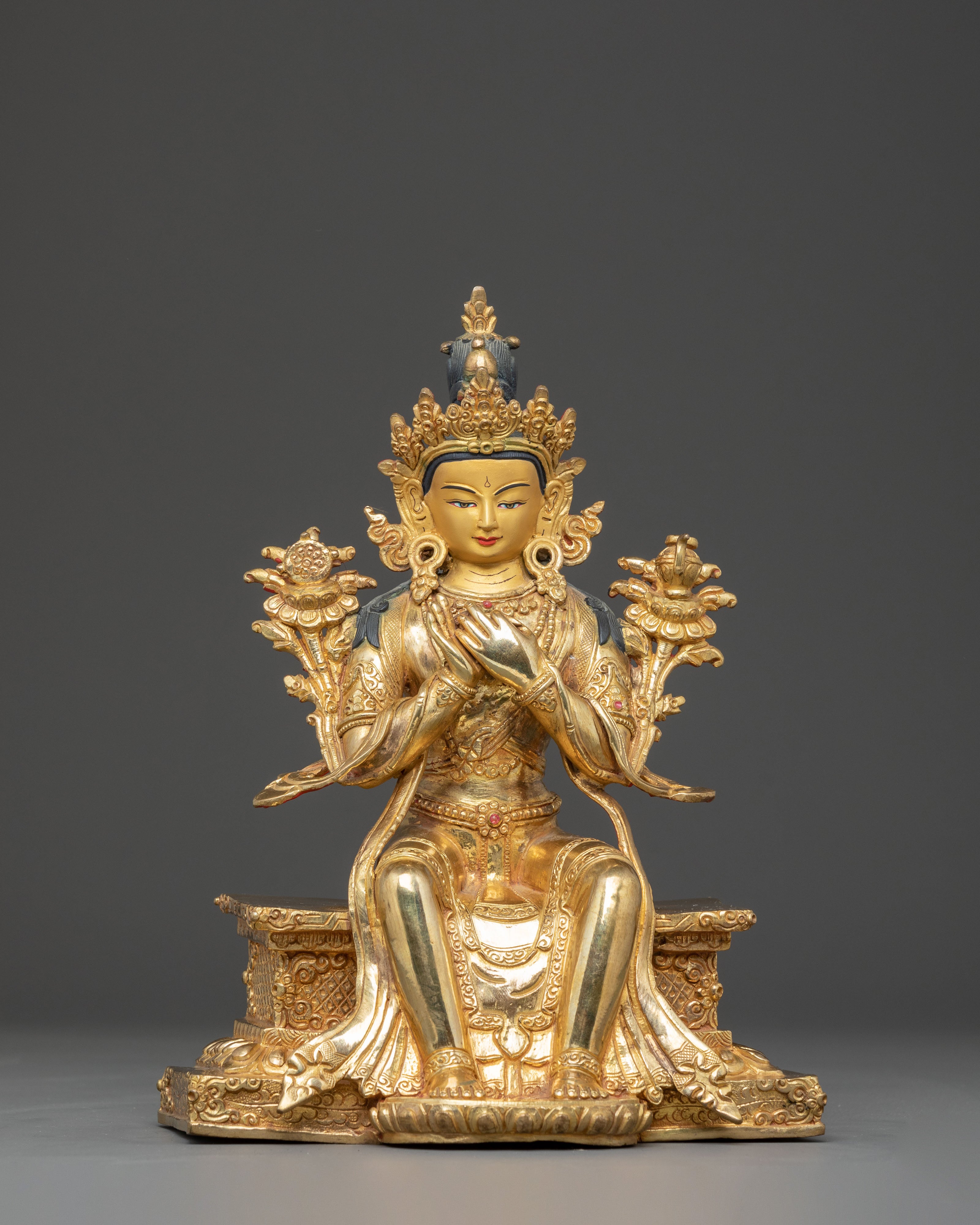 Golden Maitreya Buddha Statue | Handmade Future Buddha Artwork