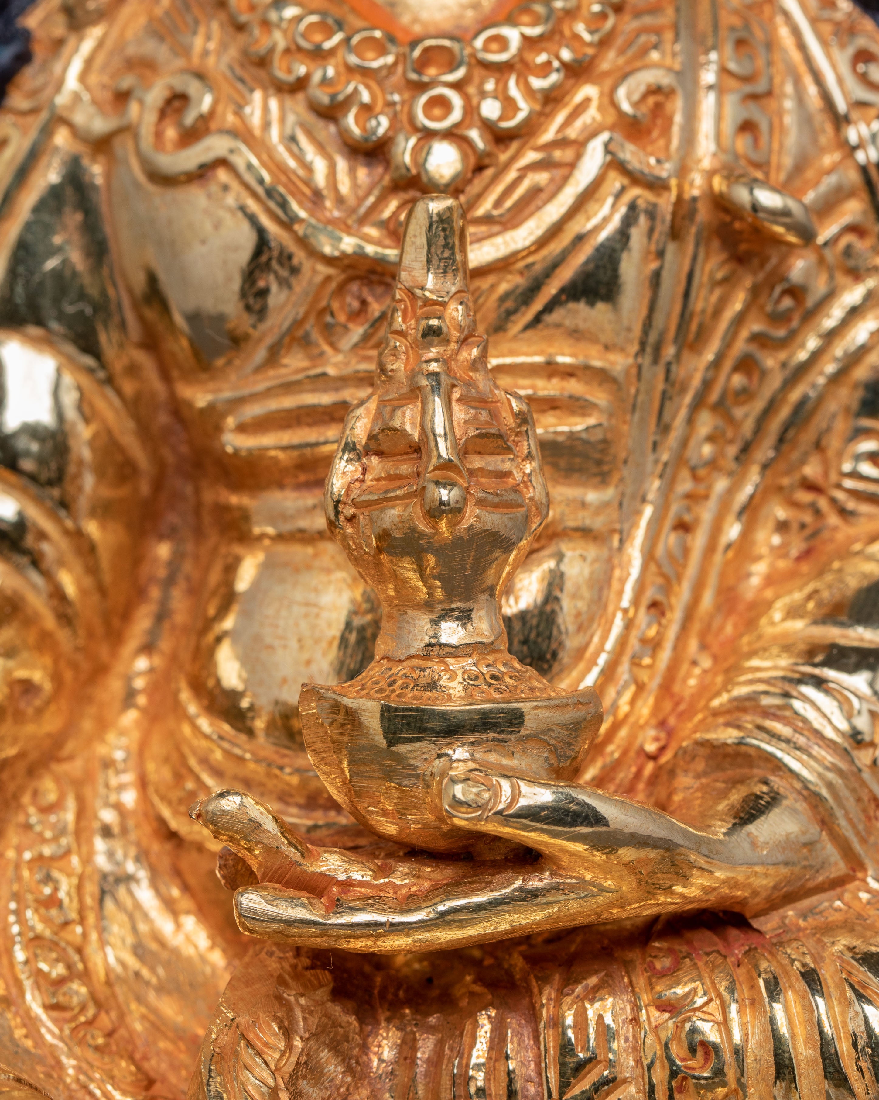 Master Piece Guru Rinpoche Handmade Statue – 24K Gold Gilded Artistry