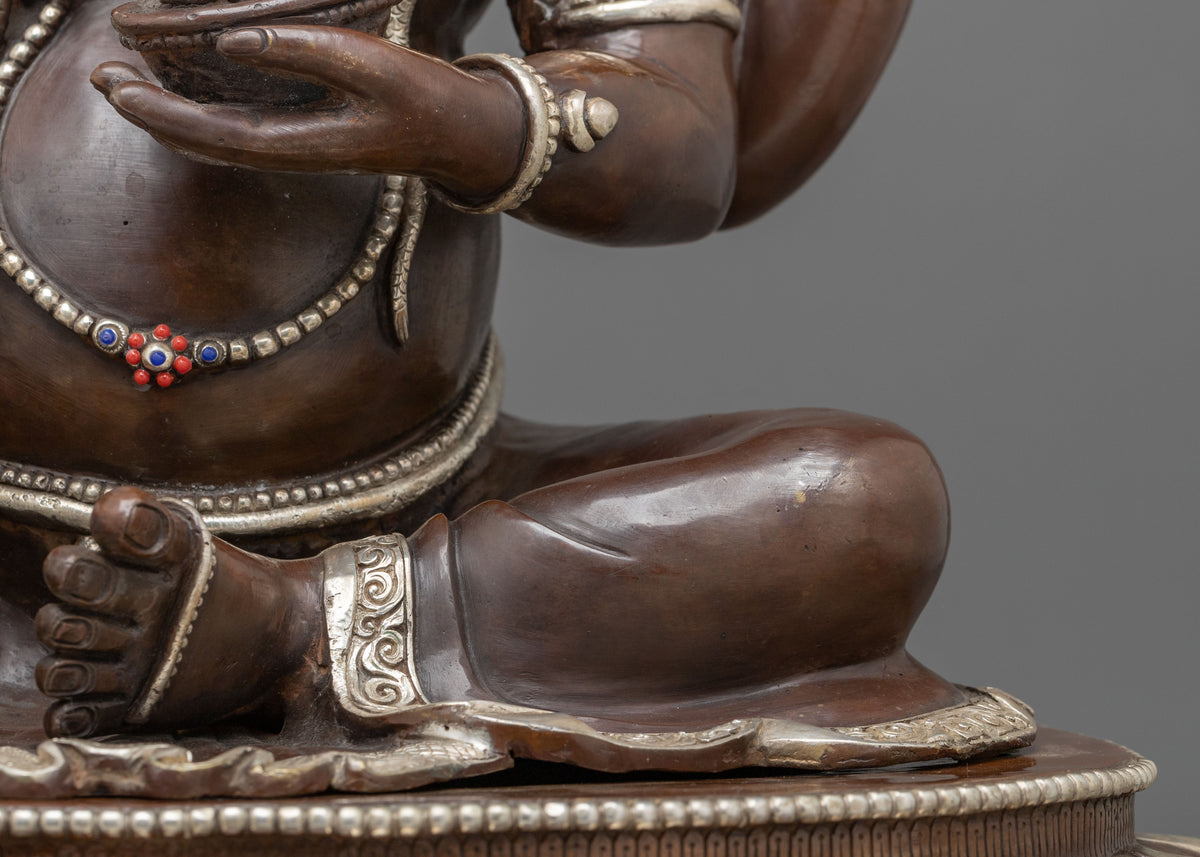 Oxidized Copper Ganesh Statue | Silver-Plated Hindu Deity Sculpture