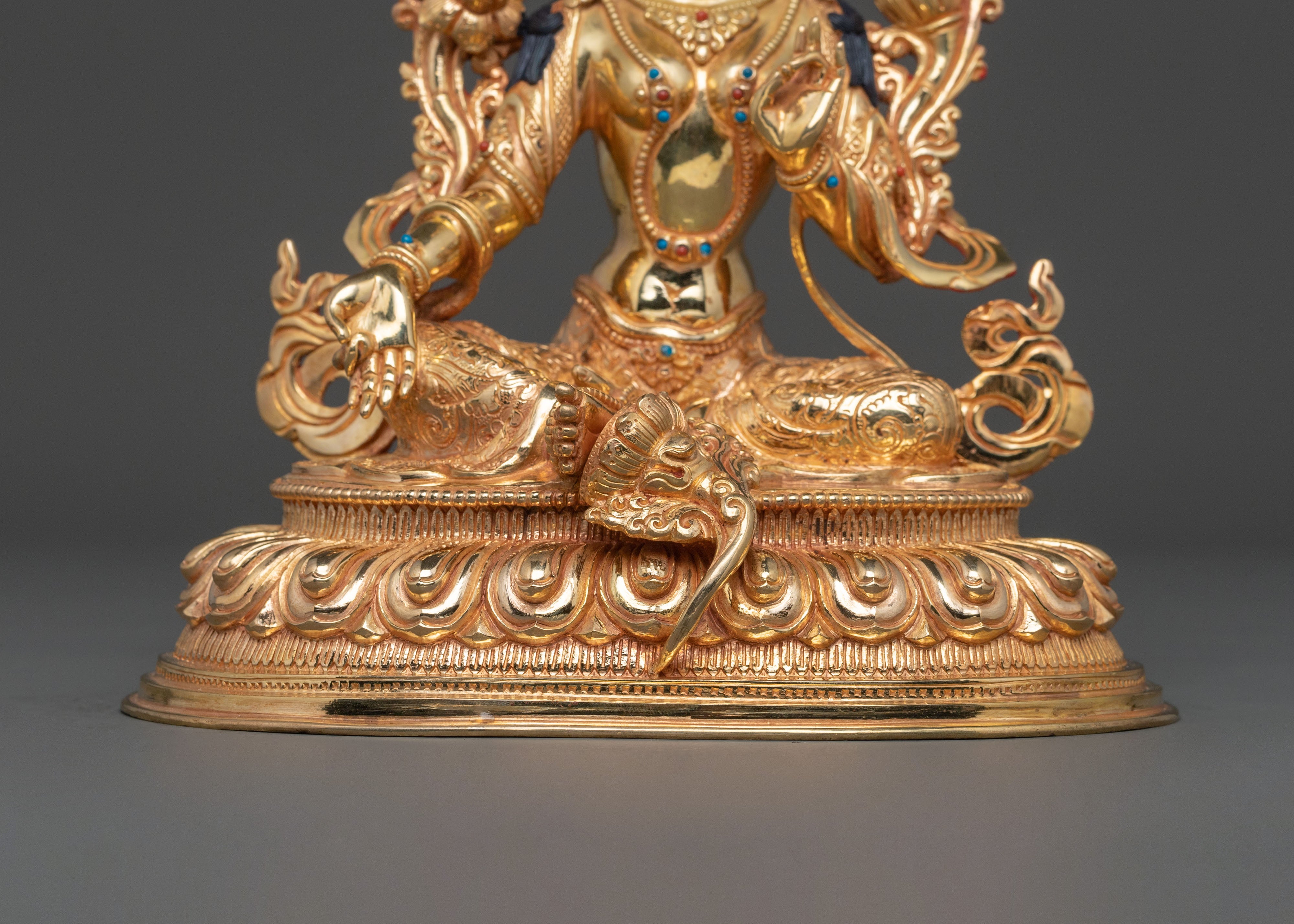 Seven Boddhisattva Tibetan Statue Set in Brilliant 24K Gold