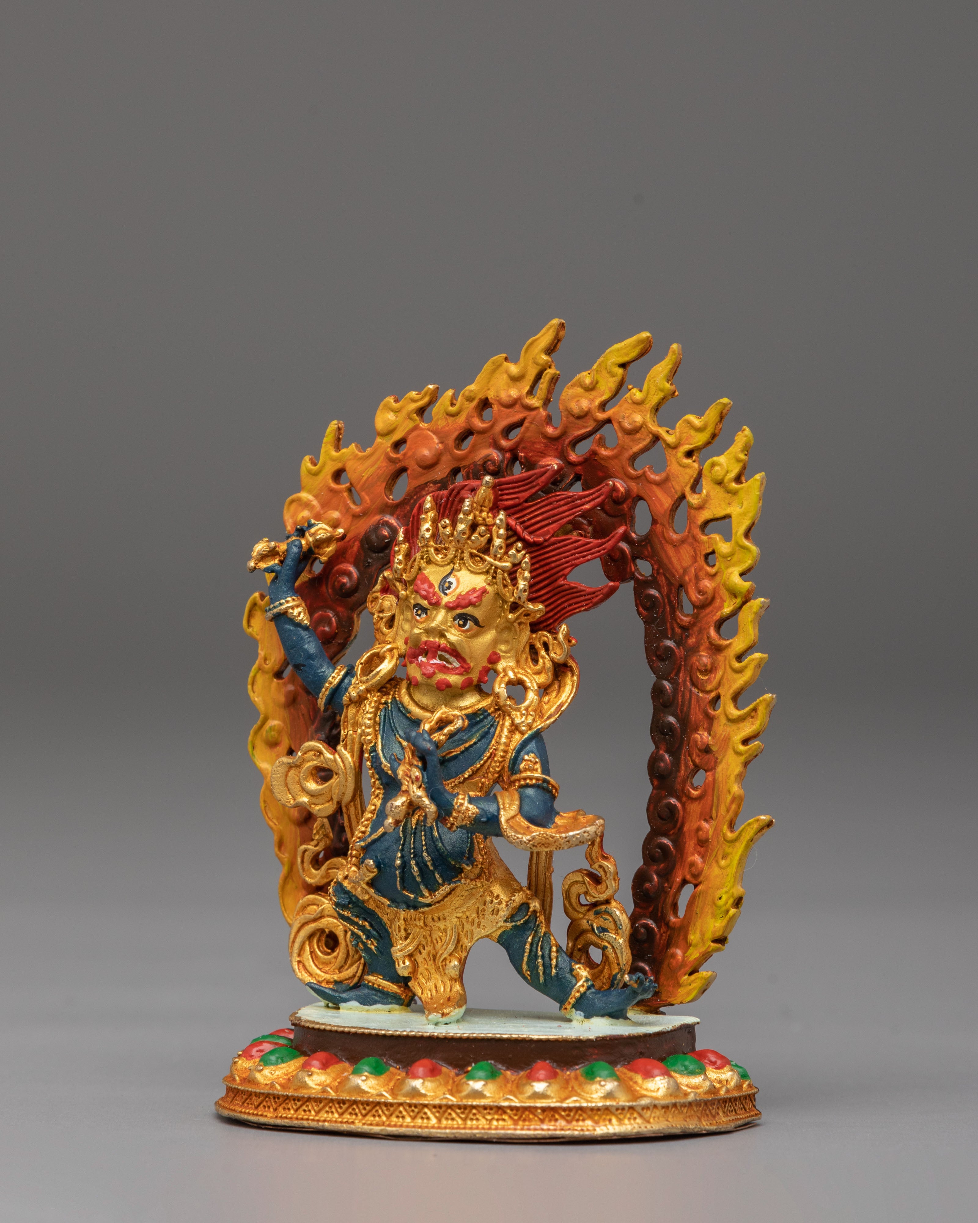 Handcrafted Vajrapani Golden Statue | Tibetan Protector Deity