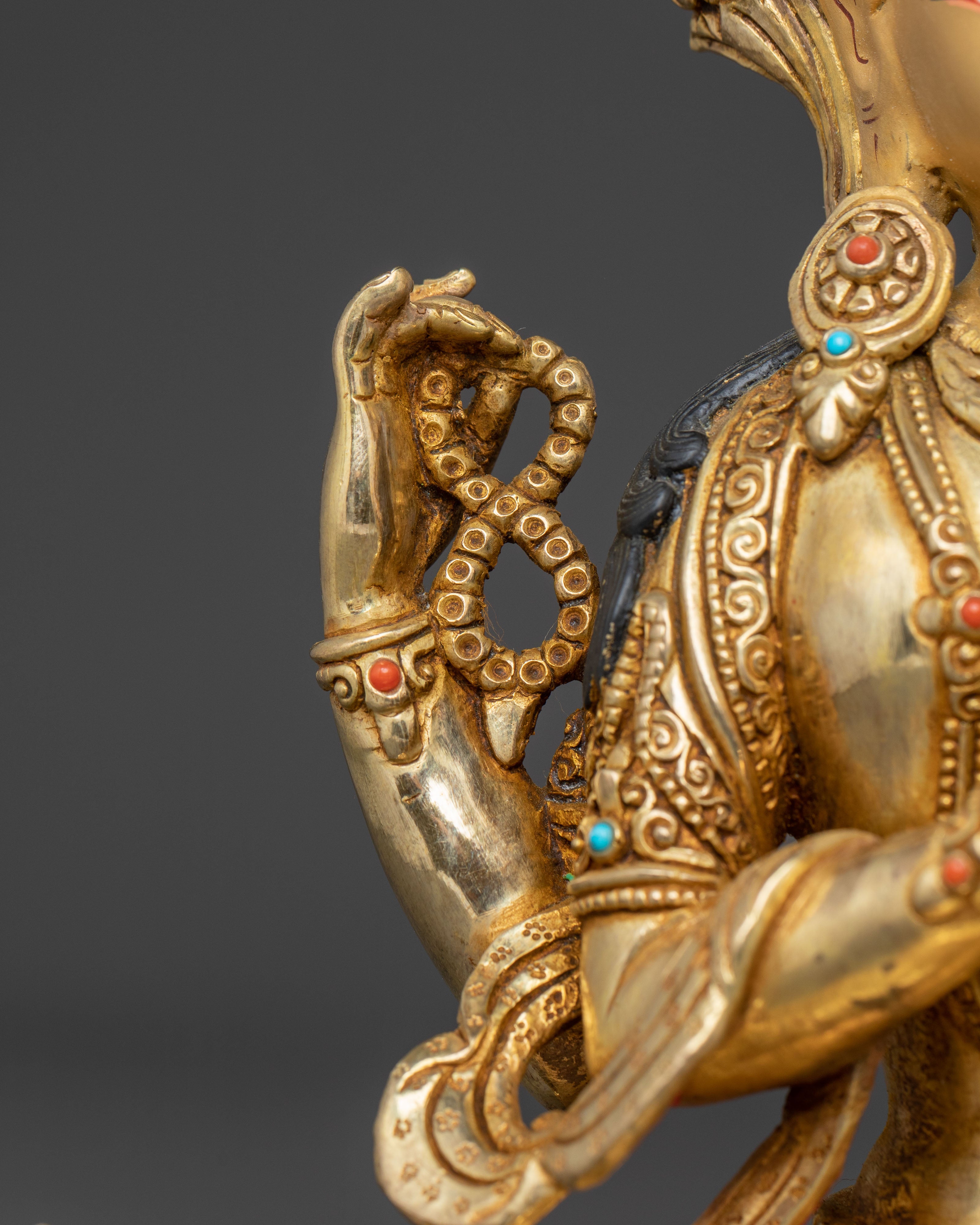 24k Gold Gilded and Copper Chenrezig Statue – Divine Compassion
