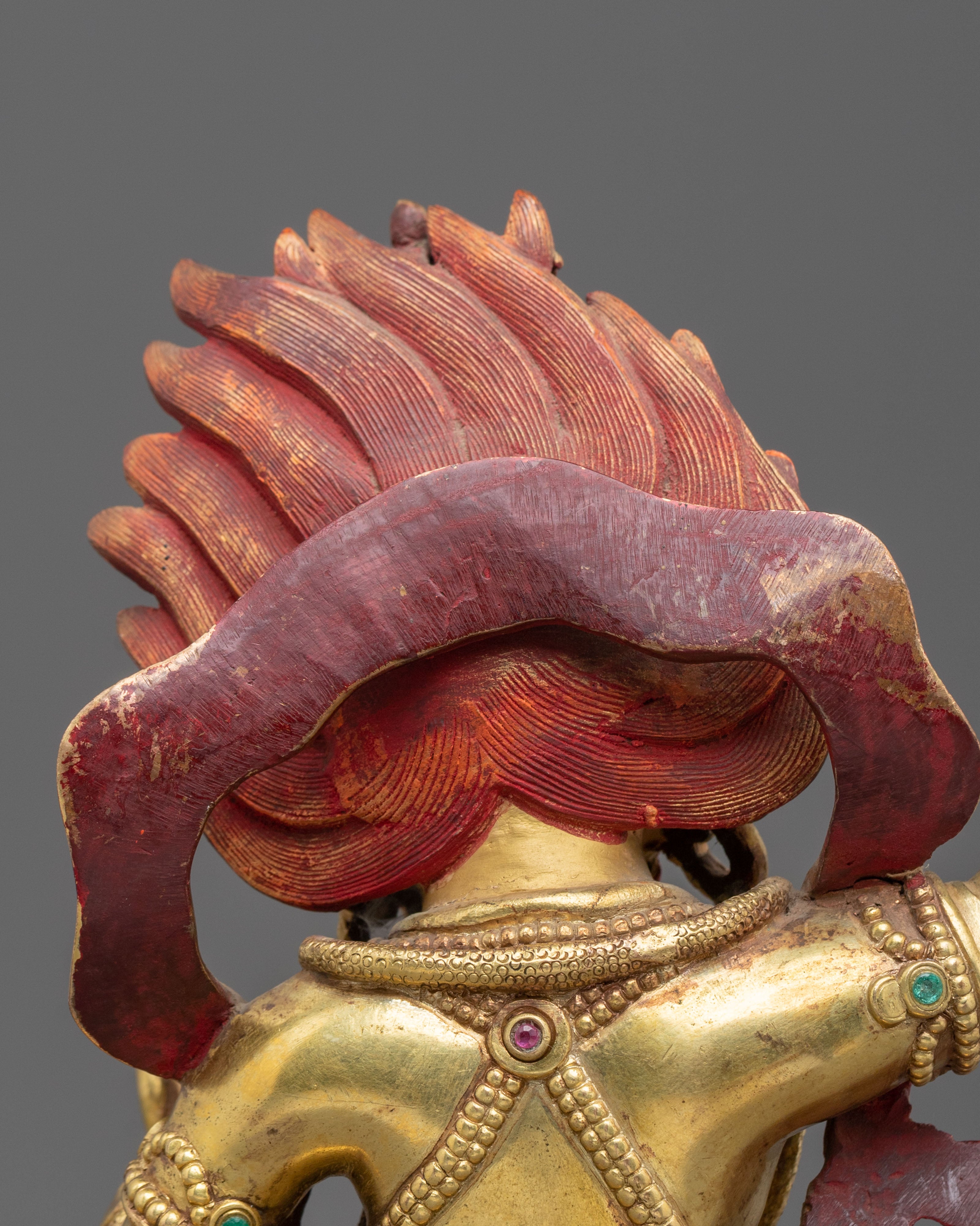 Vajrapani Fire Gold Gilded Figurine | Himalayan Meditation Altar Decor |