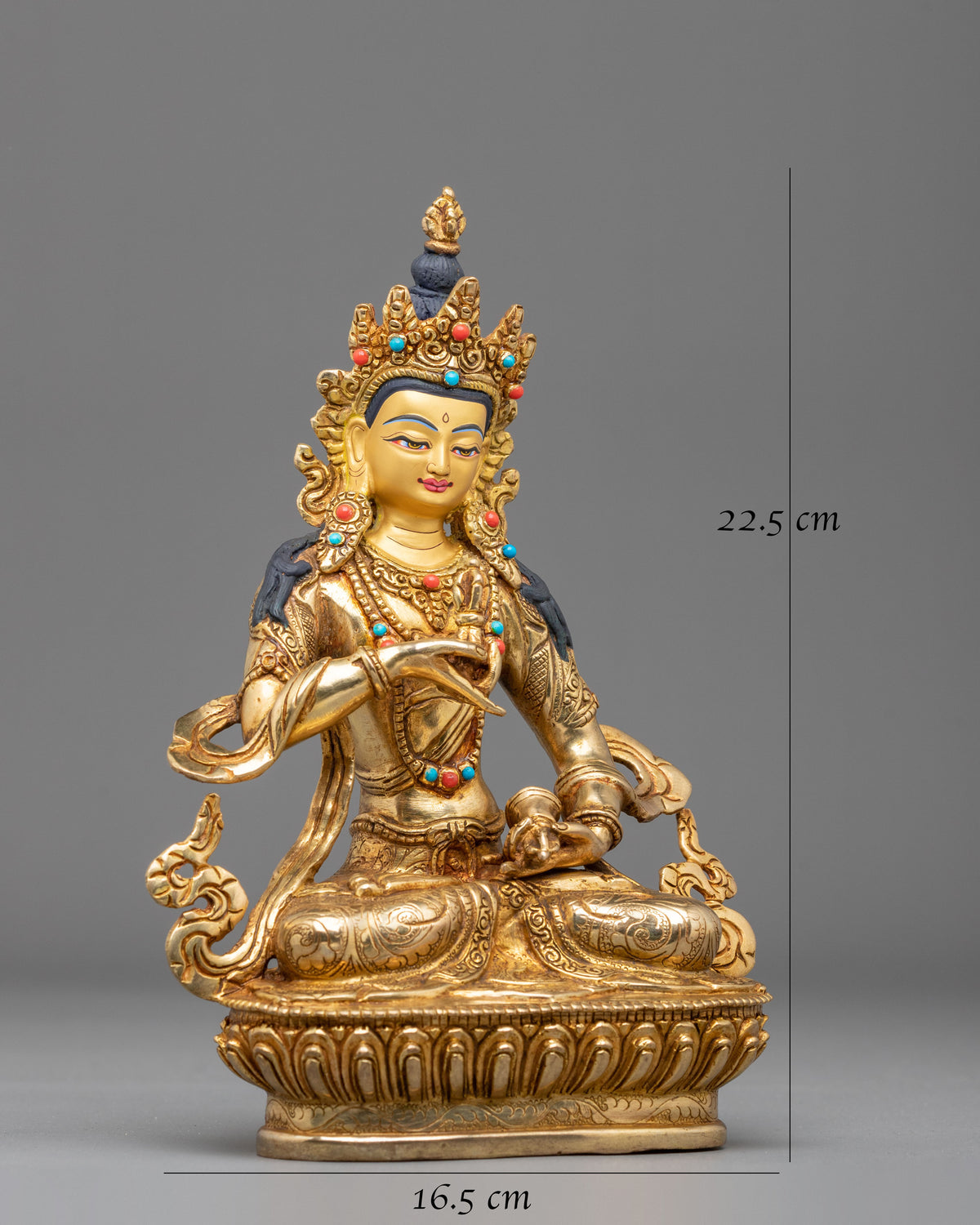 Vajrasattva Sculpture | Gemstones Adorned Copper Statue