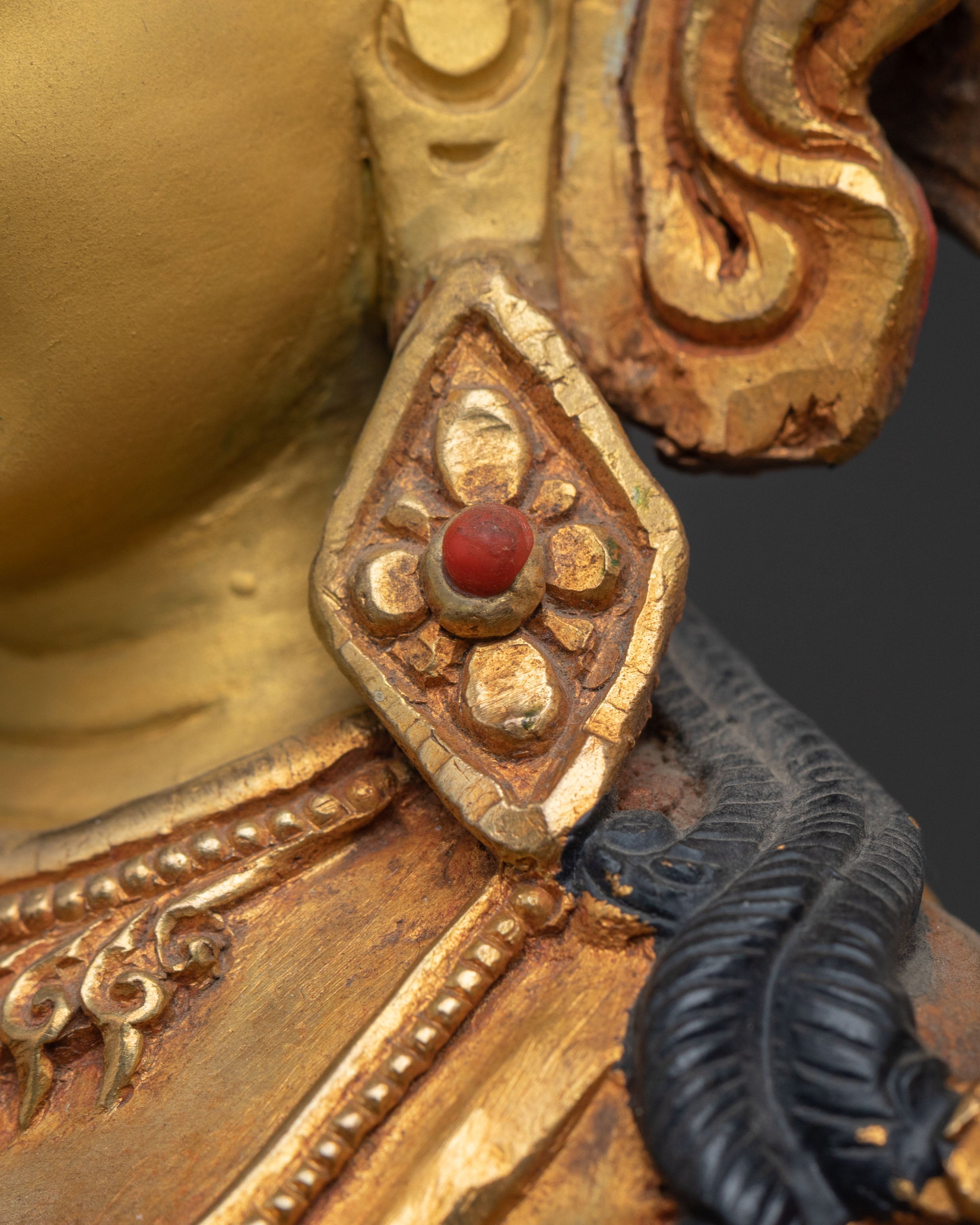 Green Tara 24K Gold Gilded Statue for Rituals