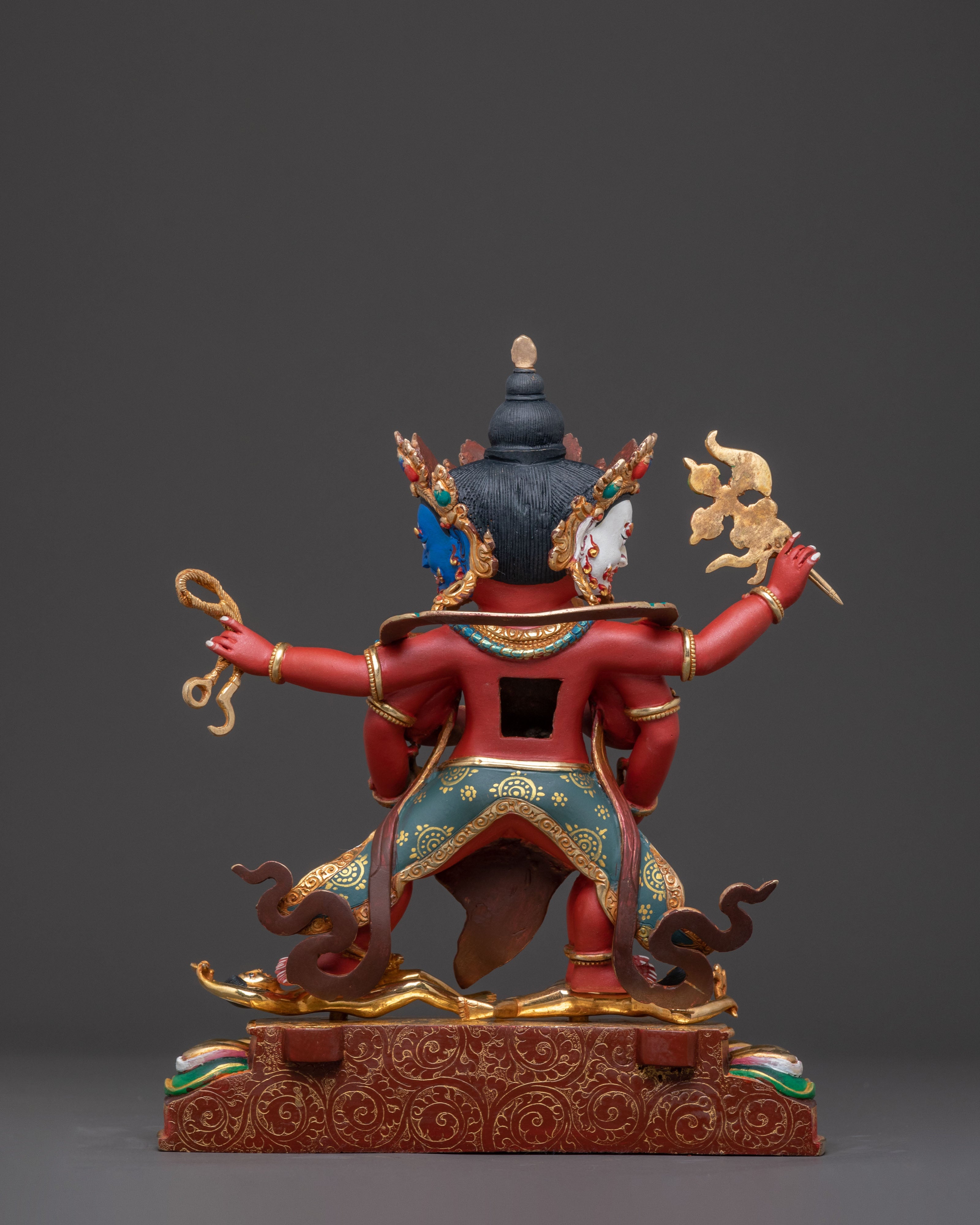 Red Dzambhala Spiritual Statue: Himalayan Handcrafted Artwork