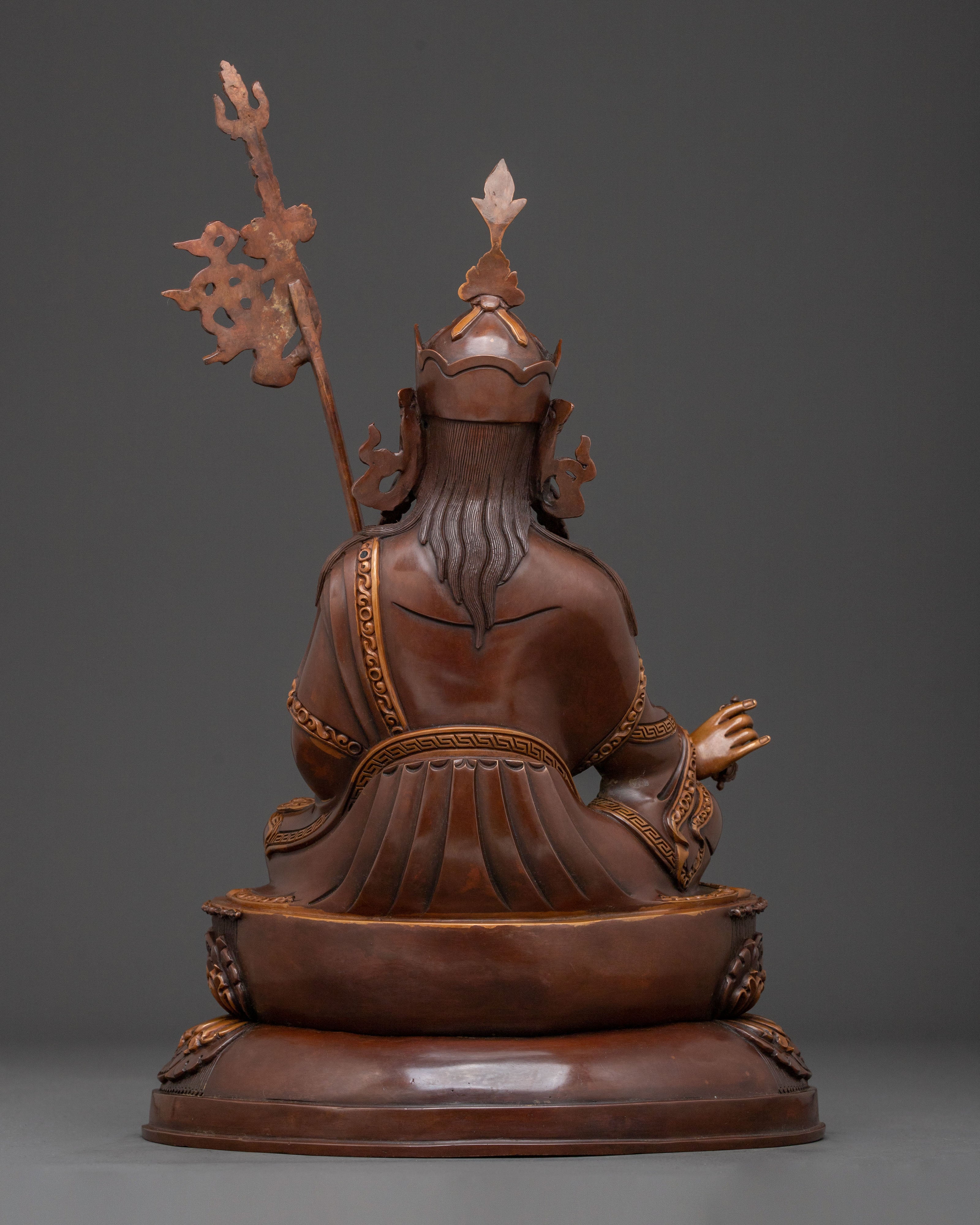 Guru Rinpoche Oxidized Copper Figurine: Buddhist Altar Decor