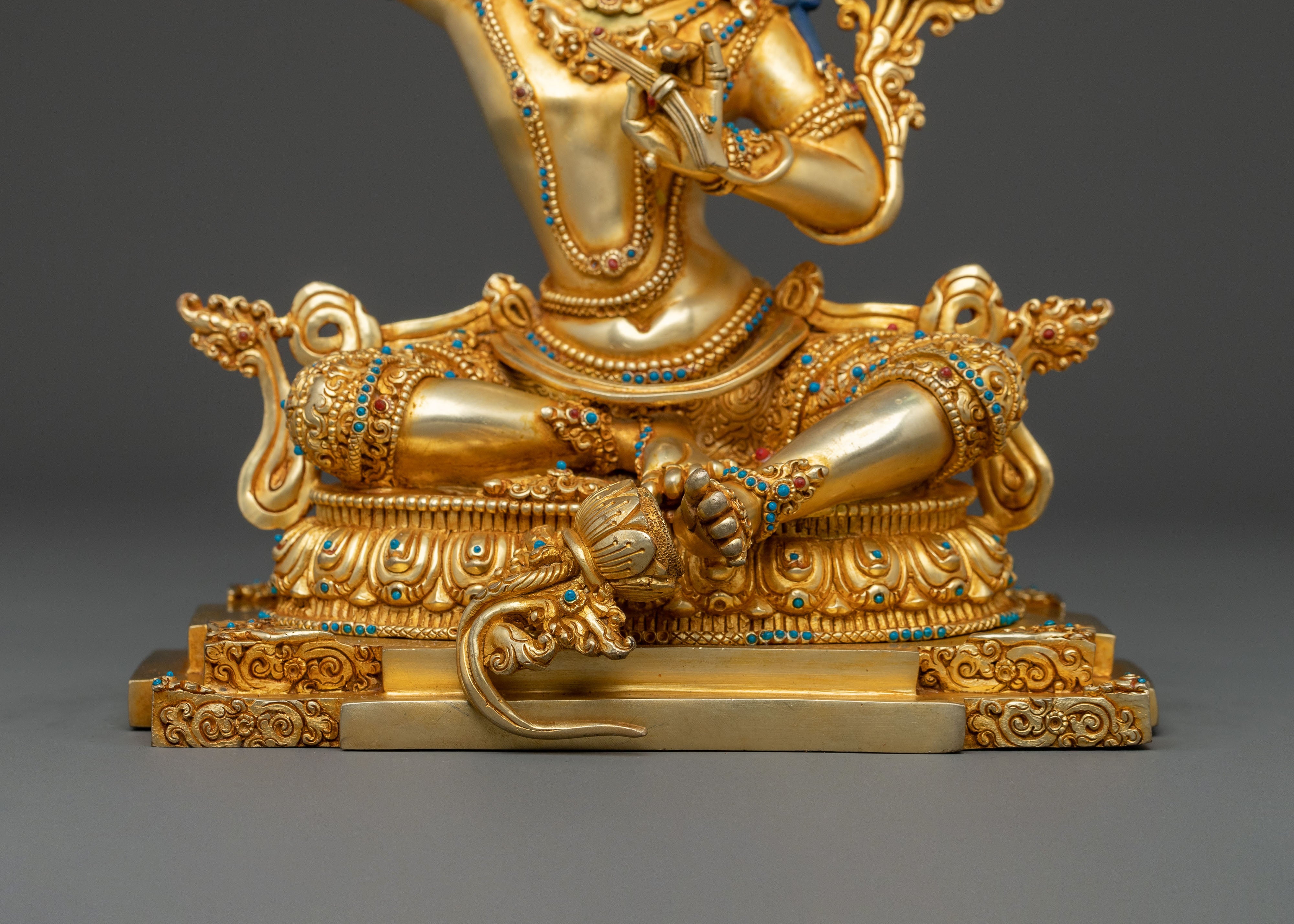 Manjushri Idol: 24K Gold Gilded Sacred Figurine