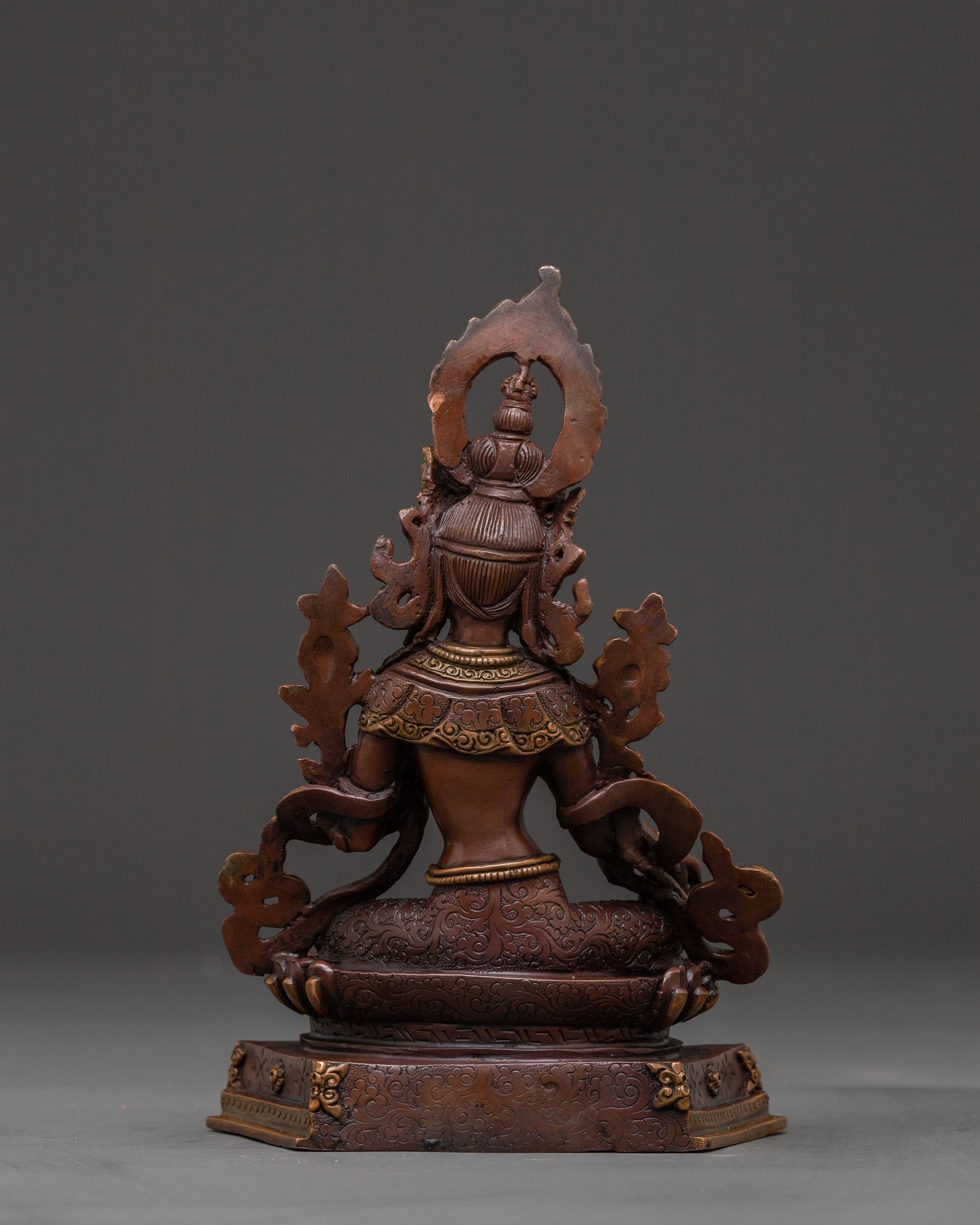 Green Tara Healing Protection Statue - Oxidized Copper Sculpture